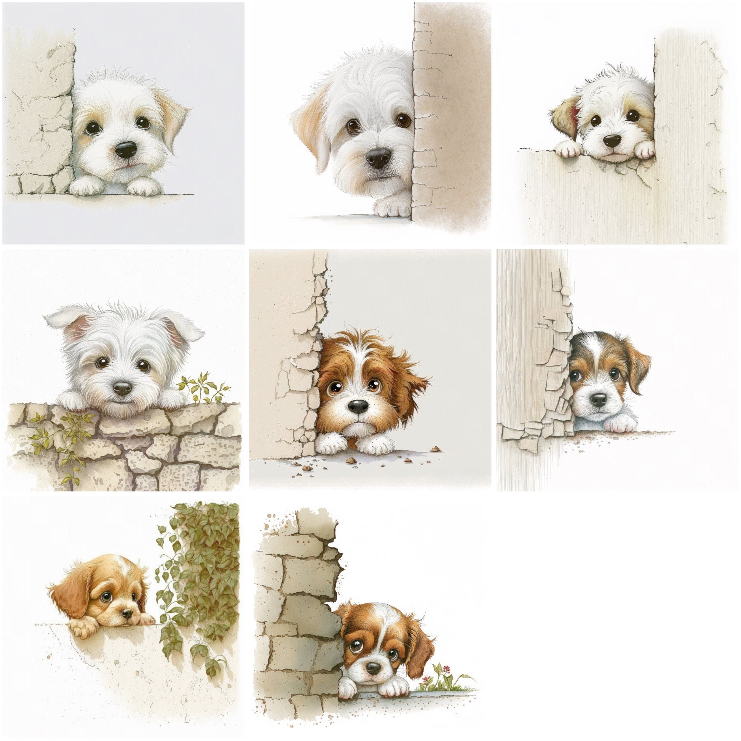 Hilarious Dog Hide & Seek Bundle - 80 High-Quality Images of Playful Pups Hiding Behind Walls Digital Download Sumobundle