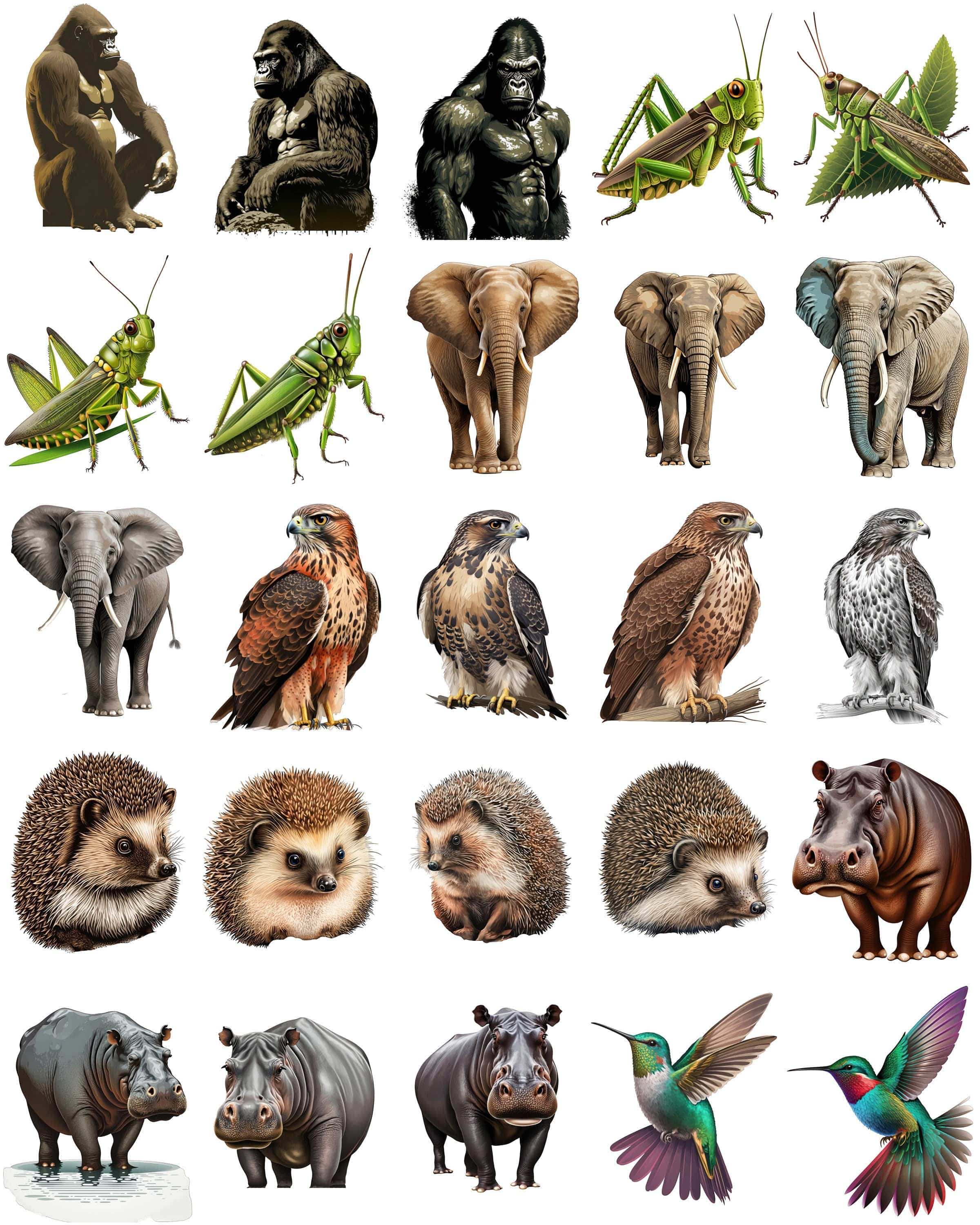 Make your designs come alive with our transparent animal set of 230 wildlife graphics, including jungle creature animals, Commercial use Digital Download Sumobundle