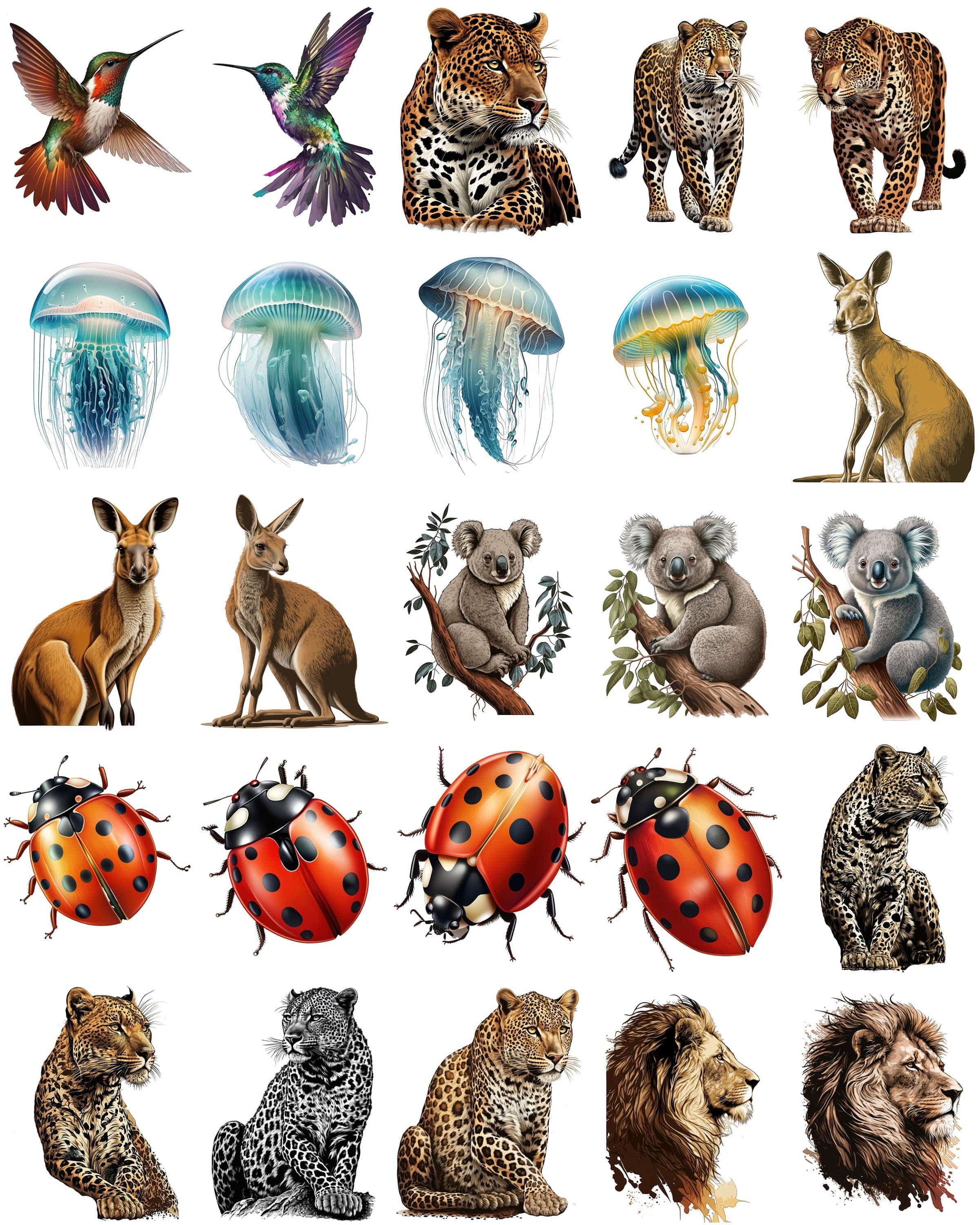 Make your designs come alive with our transparent animal set of 230 wildlife graphics, including jungle creature animals, Commercial use Digital Download Sumobundle