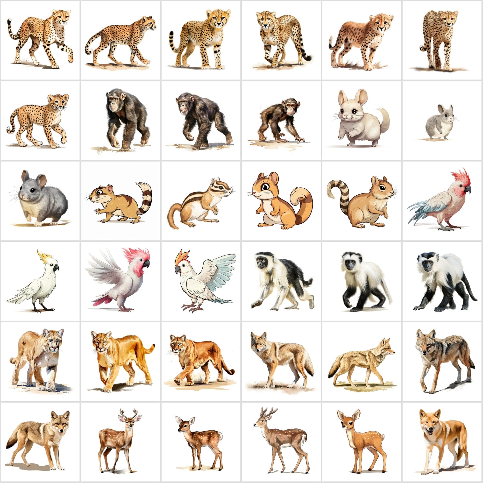 Mega Bundle: 480 Adorable Young Animal Illustrations, Transparent Background - Perfect for Crafts & Design Digital Download Sumobundle