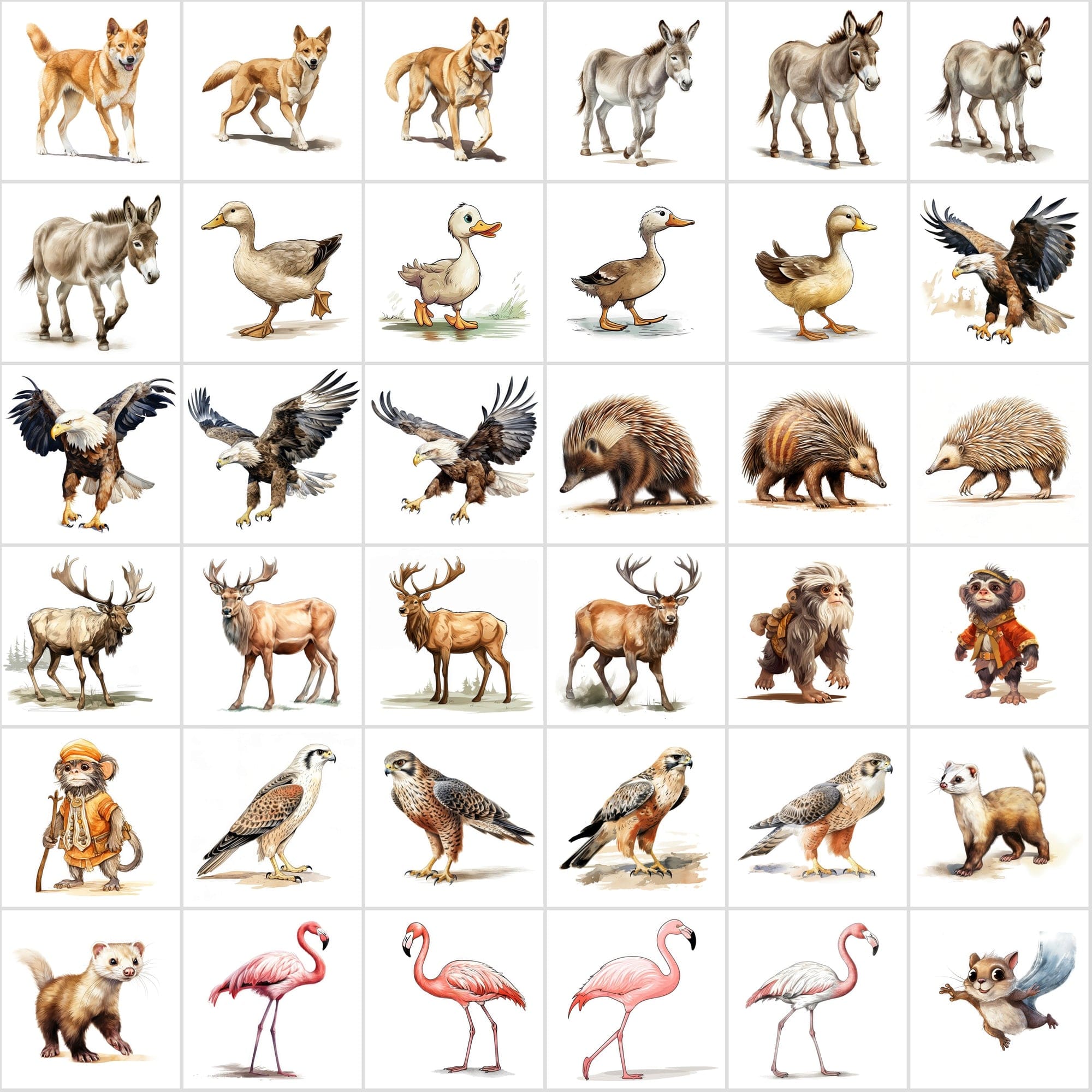 Mega Bundle: 480 Adorable Young Animal Illustrations, Transparent Background - Perfect for Crafts & Design Digital Download Sumobundle