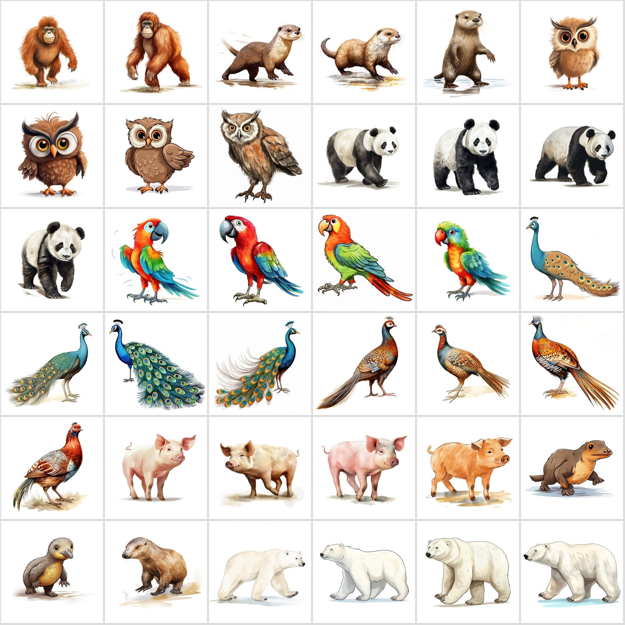 Mega Bundle: 480 Adorable Young Animal Illustrations, Transparent Background - Perfect for Crafts & Design Digital Download Sumobundle