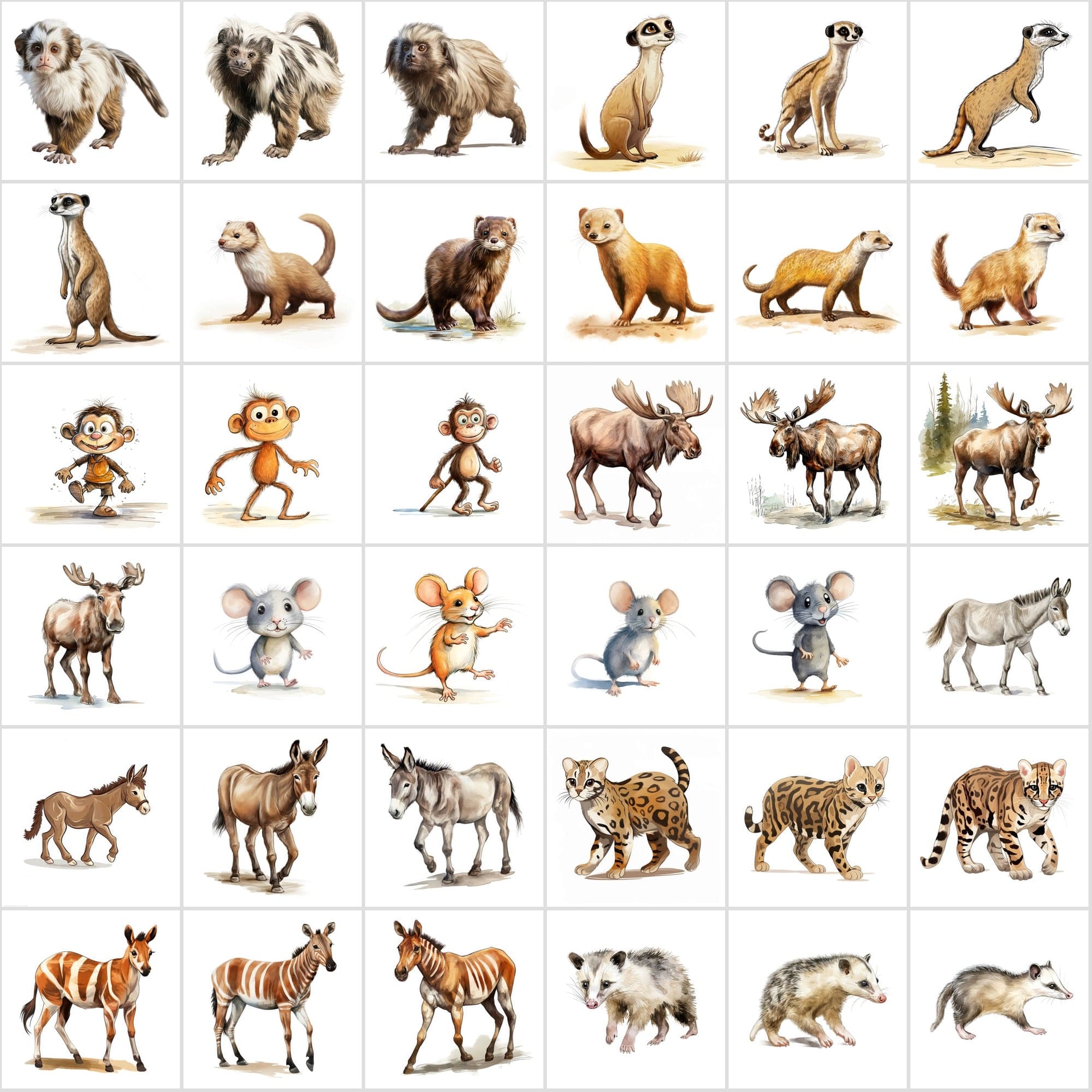 Mega Bundle: 480 Adorable Young Animal Illustrations, Transparent Background - Perfect for Crafts & Design Digital Download Sumobundle