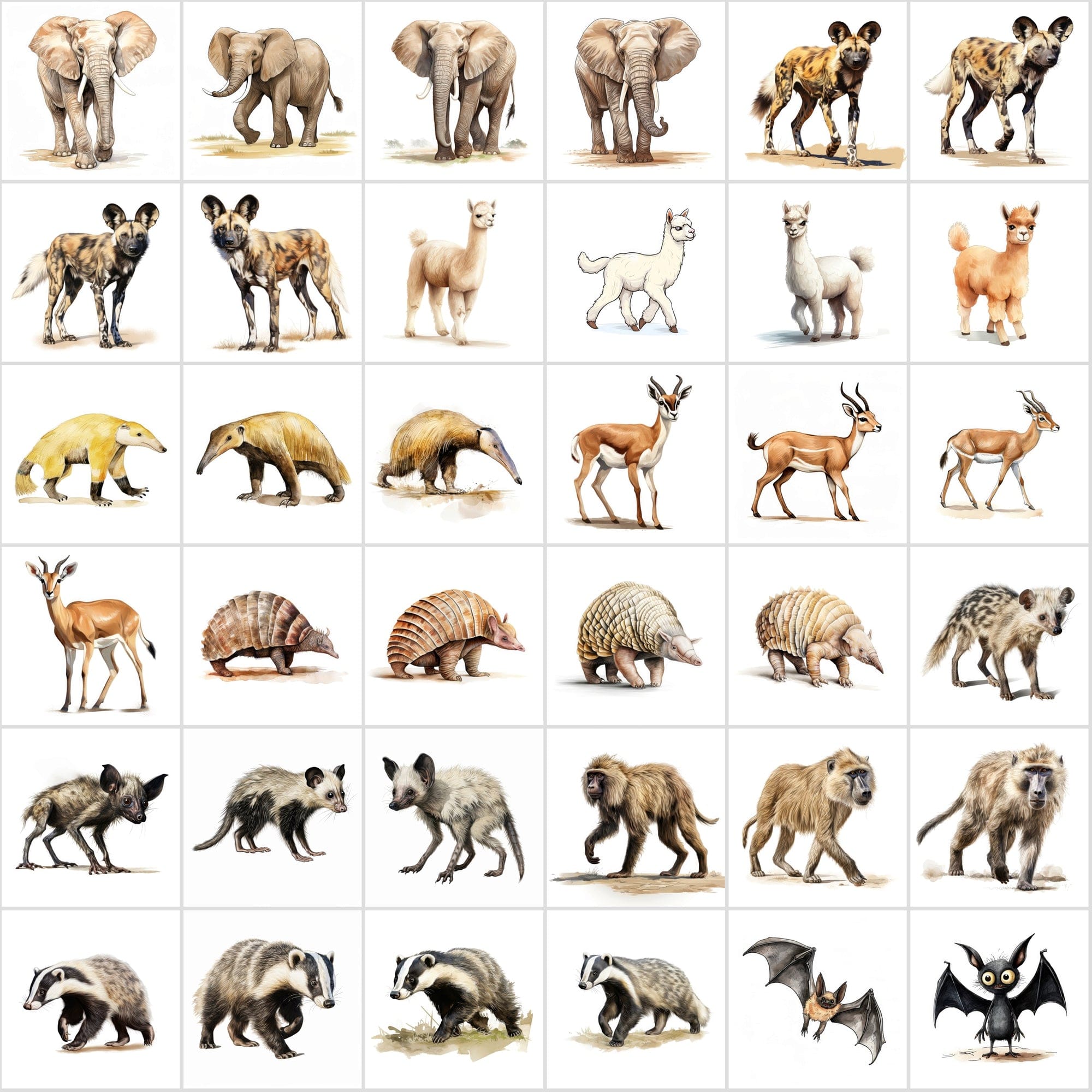 Mega Bundle: 480 Adorable Young Animal Illustrations, Transparent Background - Perfect for Crafts & Design Digital Download Sumobundle