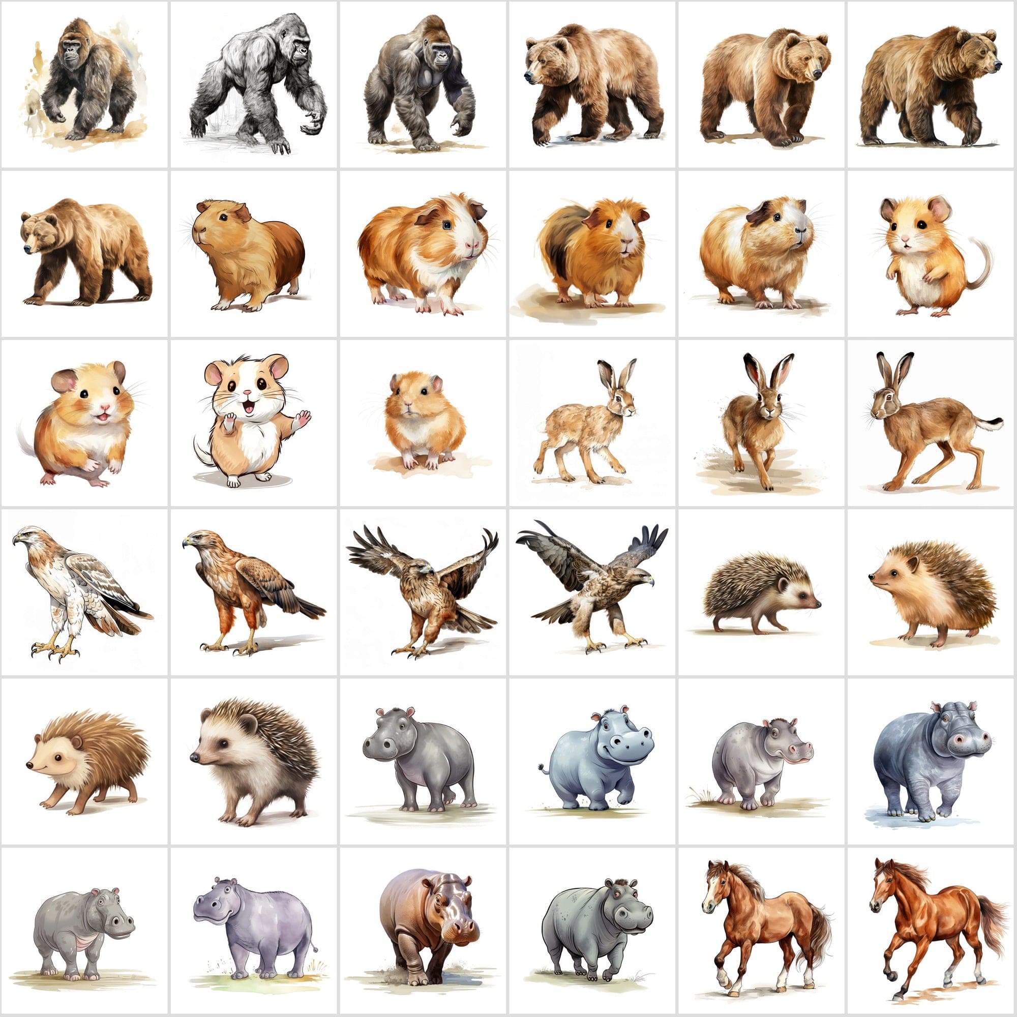 Mega Bundle: 480 Adorable Young Animal Illustrations, Transparent Background - Perfect for Crafts & Design Digital Download Sumobundle