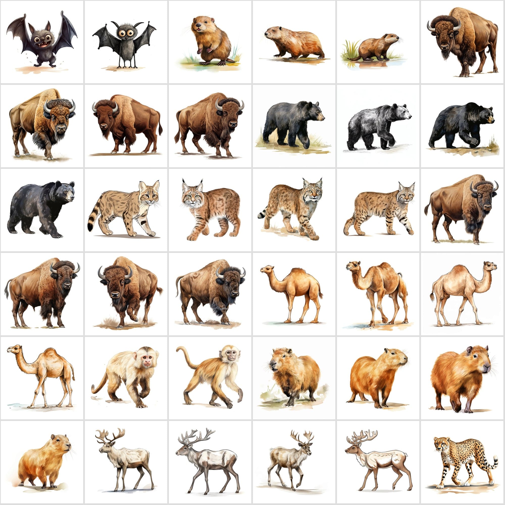 Mega Bundle: 480 Adorable Young Animal Illustrations, Transparent Background - Perfect for Crafts & Design Digital Download Sumobundle