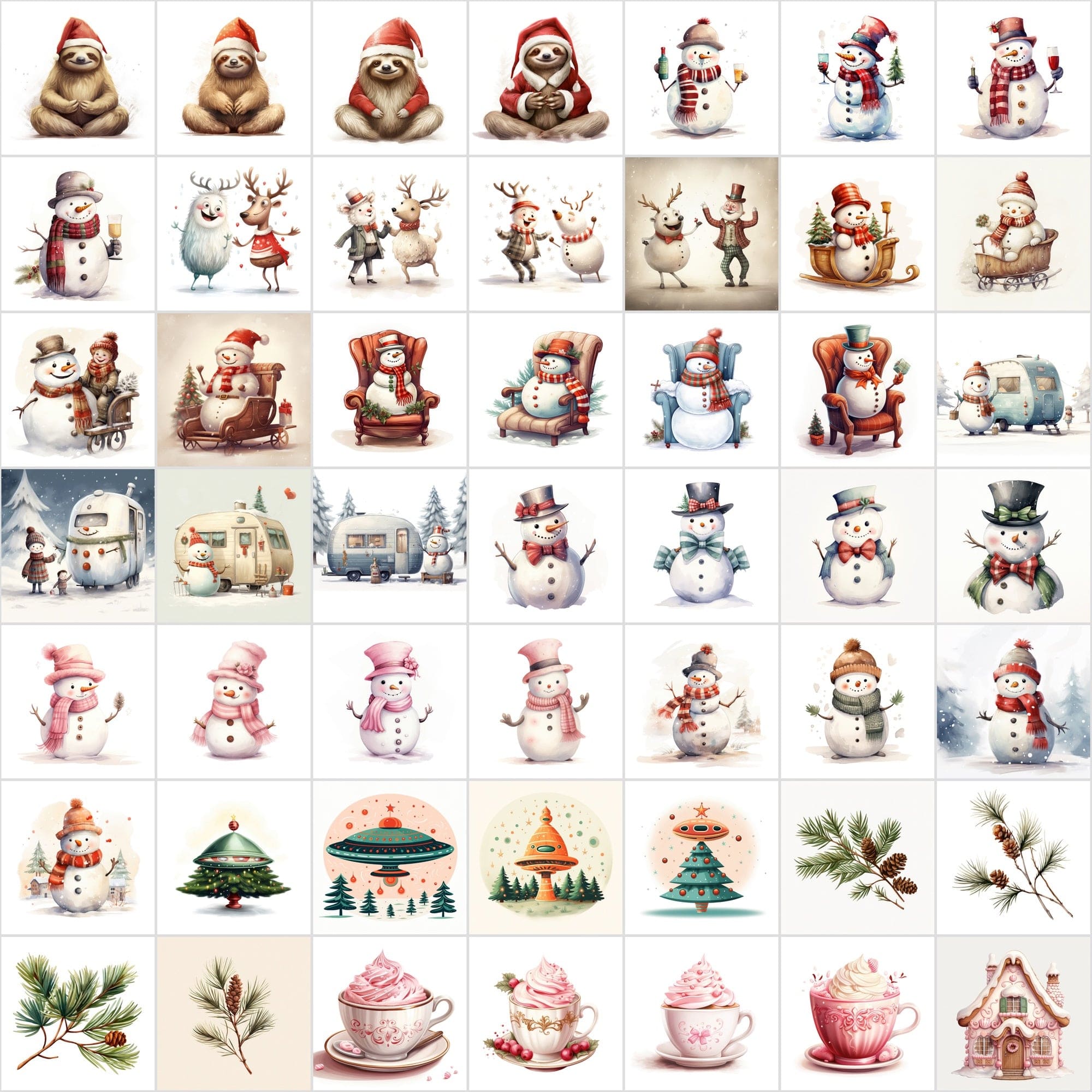 Mega Bundle: 700 High-Quality Christmas Illustrations, Commercial Use, Instant Download Digital Download Sumobundle