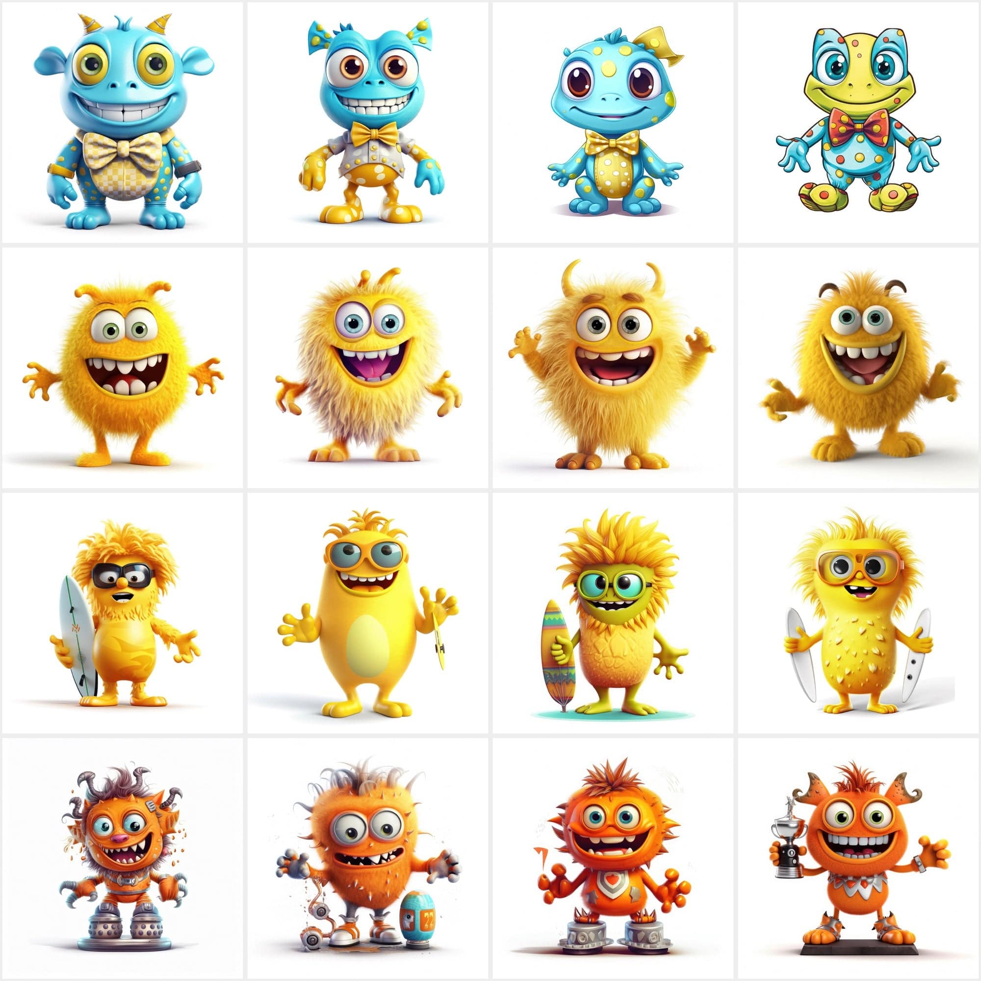 Mega Bundle of Joyful Monsters Digital PNG Images – 160 Creatively Designed Graphics with Commercial Use Rights Digital Download Sumobundle
