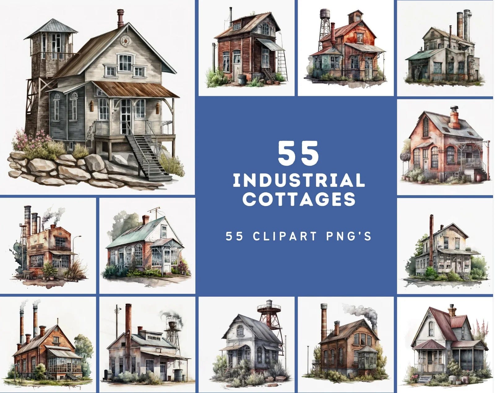 MEGA BUNDLE - The Ultimate Artistic Cottage & House Clipart Collection – 780 Images for Creative Projects Digital Download Sumobundle