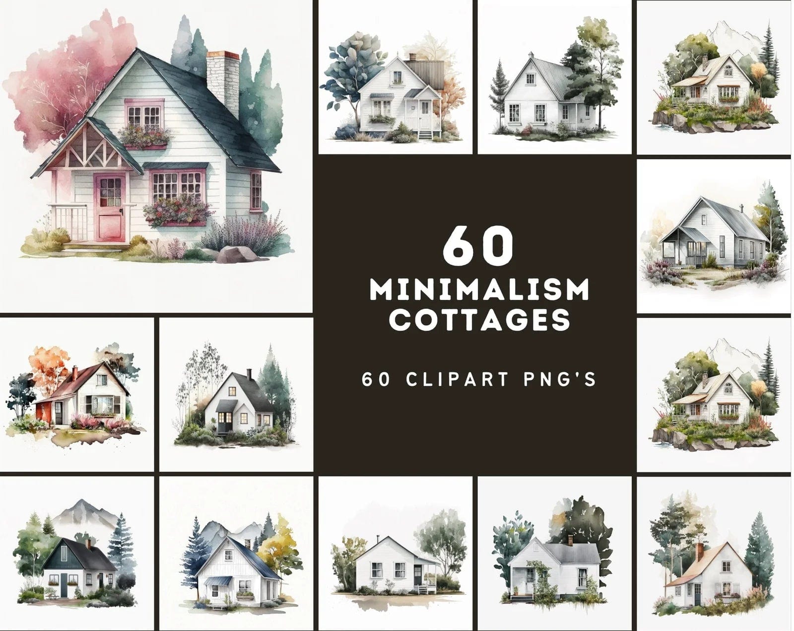 MEGA BUNDLE - The Ultimate Artistic Cottage & House Clipart Collection – 780 Images for Creative Projects Digital Download Sumobundle