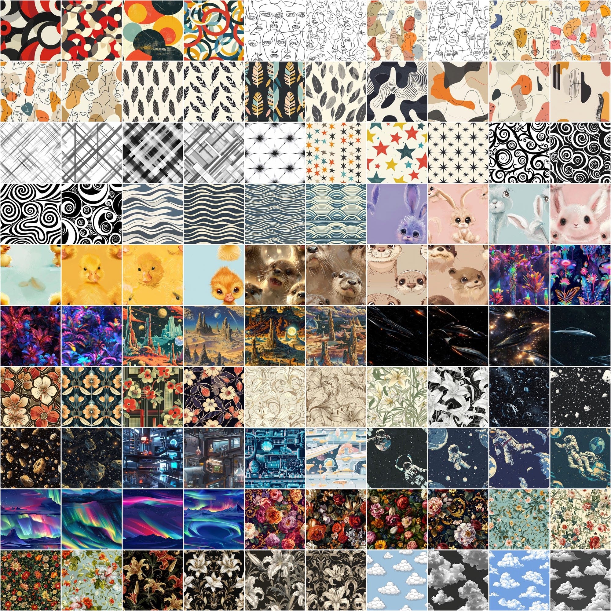 Mega Pattern Collection: 1080 Unique Designs Across Tech, Animals, Geometric, Abstract, and Floral Themes Digital Download Sumobundle