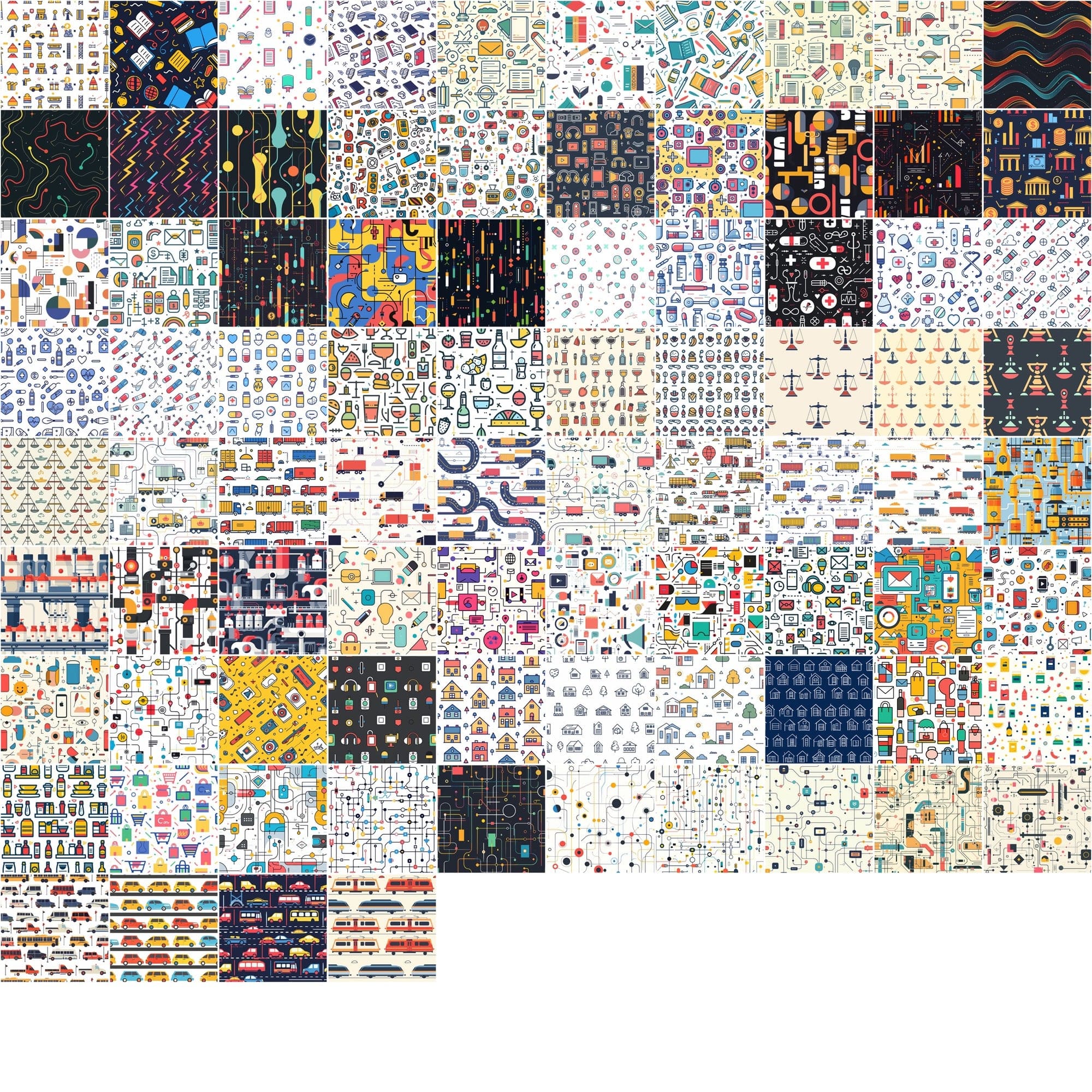 Mega Pattern Collection: 1080 Unique Designs Across Tech, Animals, Geometric, Abstract, and Floral Themes Digital Download Sumobundle