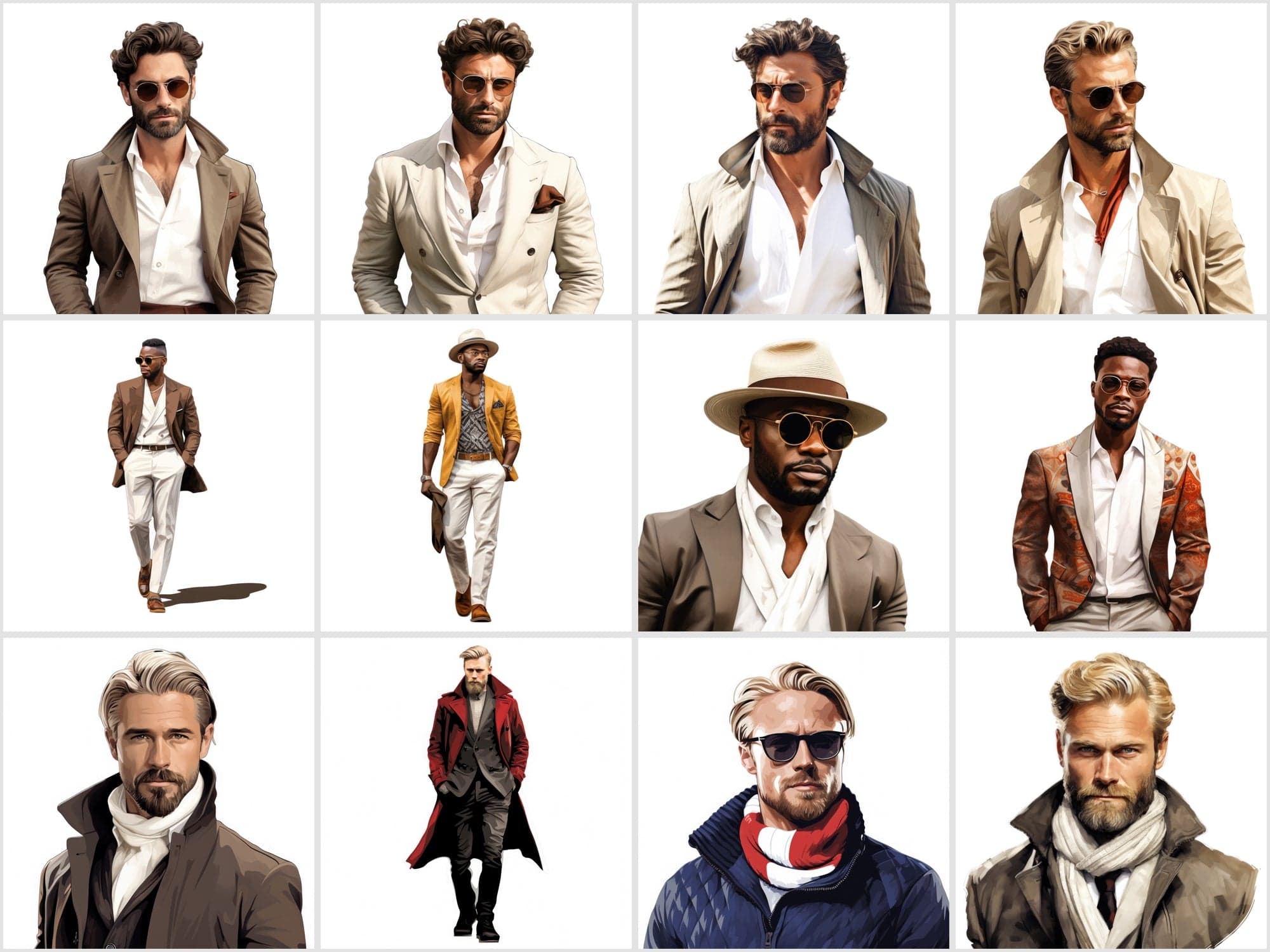Men of the World: 120 High-Resolution, Commercial Use PNGs Showcasing Stylish Men from Diverse Cultures Digital Download Sumobundle