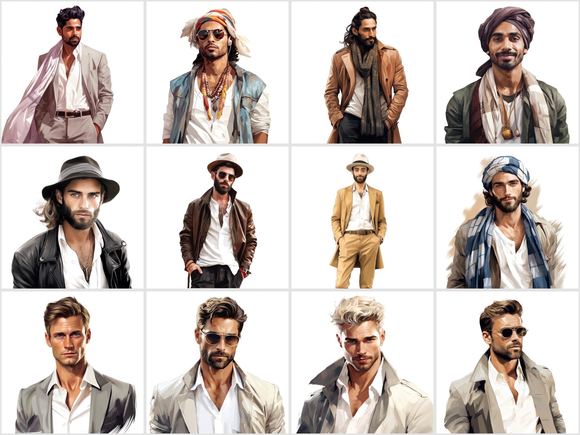Men of the World: 120 High-Resolution, Commercial Use PNGs Showcasing Stylish Men from Diverse Cultures Digital Download Sumobundle