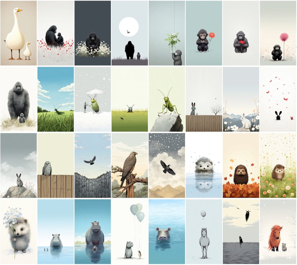 Minimalistic Animal Graphics - Modern Wall Posters - Unique Home Decor Digital Download Sumobundle