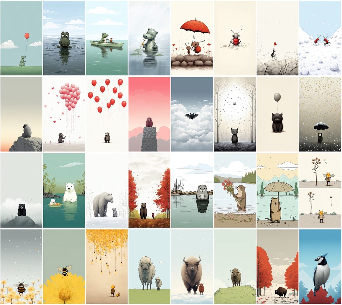 Minimalistic Animal Graphics - Modern Wall Posters - Unique Home Decor Digital Download Sumobundle