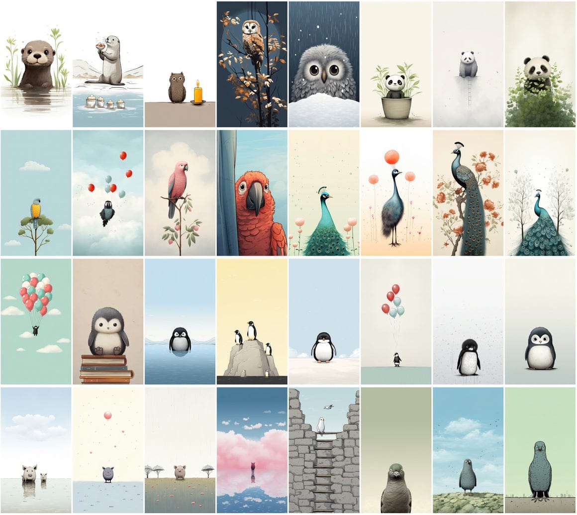 Minimalistic Animal Graphics - Modern Wall Posters - Unique Home Decor Digital Download Sumobundle