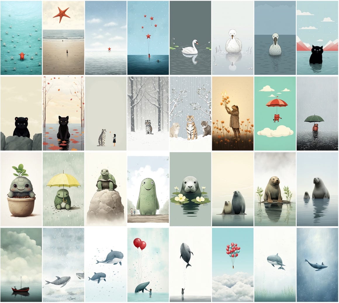 Minimalistic Animal Graphics - Modern Wall Posters - Unique Home Decor Digital Download Sumobundle