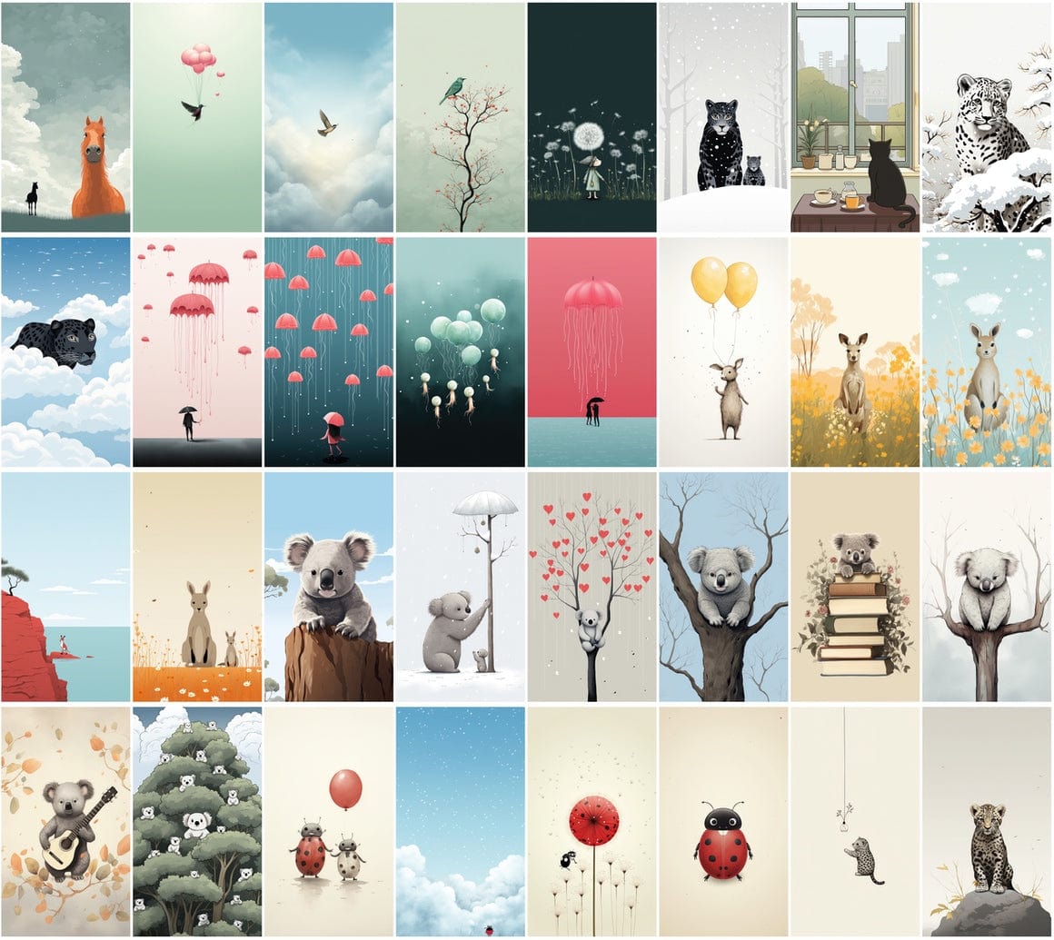Minimalistic Animal Graphics - Modern Wall Posters - Unique Home Decor Digital Download Sumobundle
