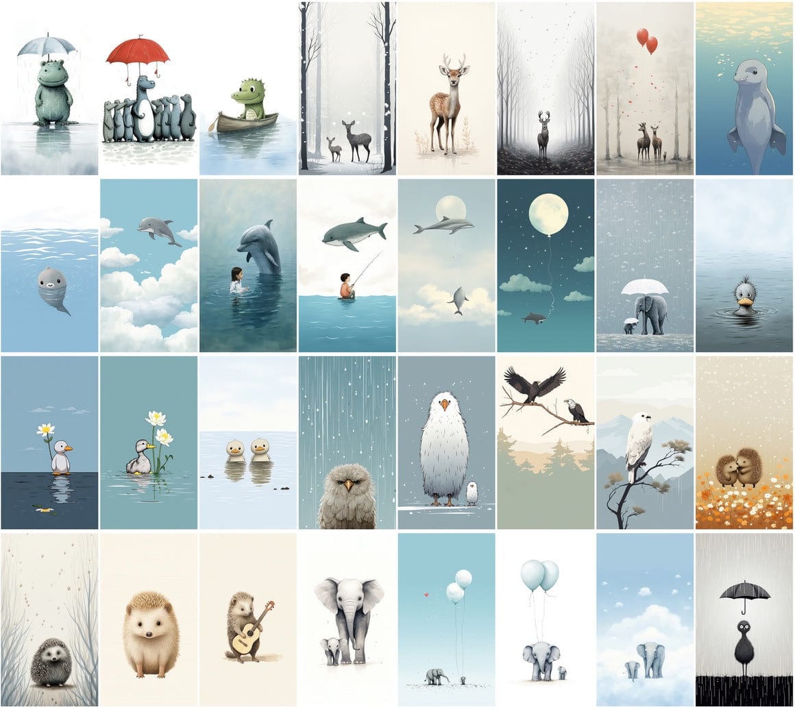Minimalistic Animal Graphics - Modern Wall Posters - Unique Home Decor Digital Download Sumobundle