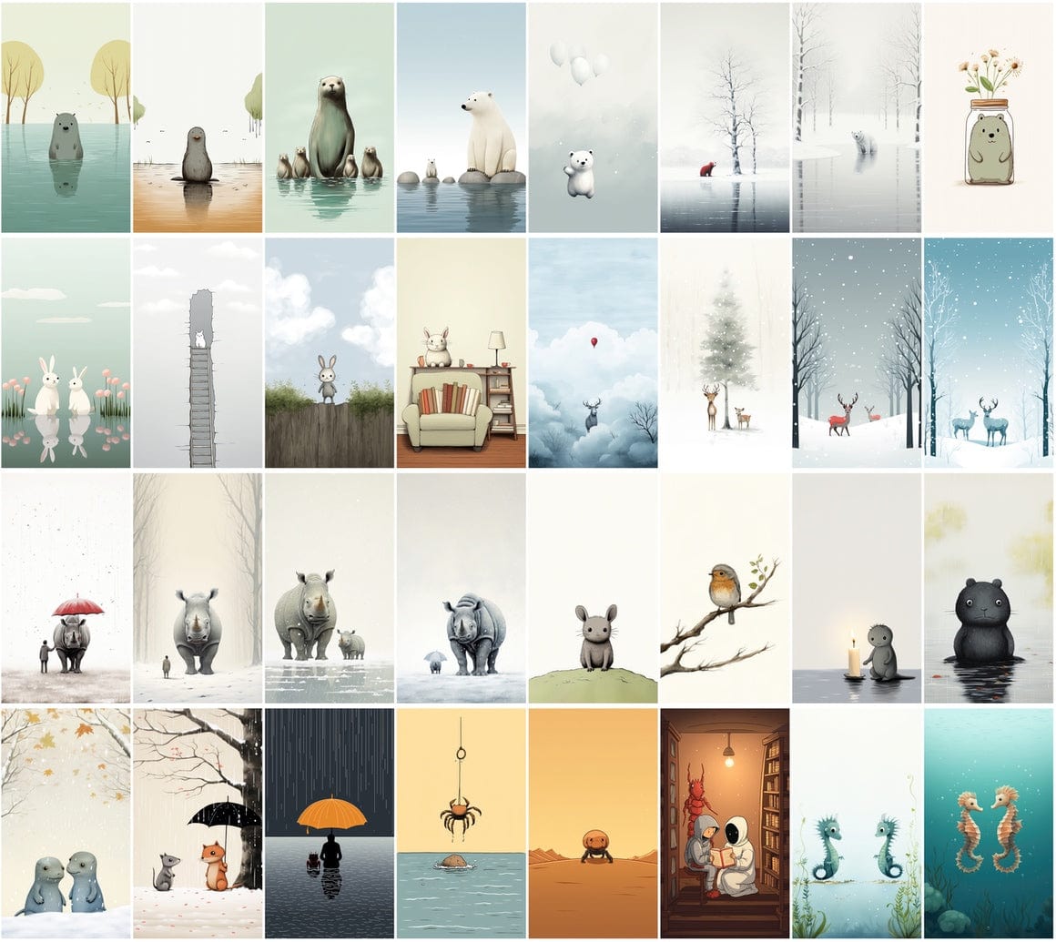 Minimalistic Animal Graphics - Modern Wall Posters - Unique Home Decor Digital Download Sumobundle