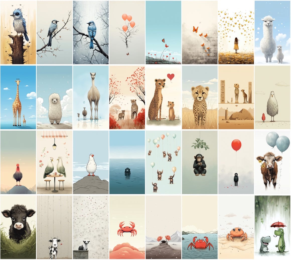 Minimalistic Animal Graphics - Modern Wall Posters - Unique Home Decor Digital Download Sumobundle