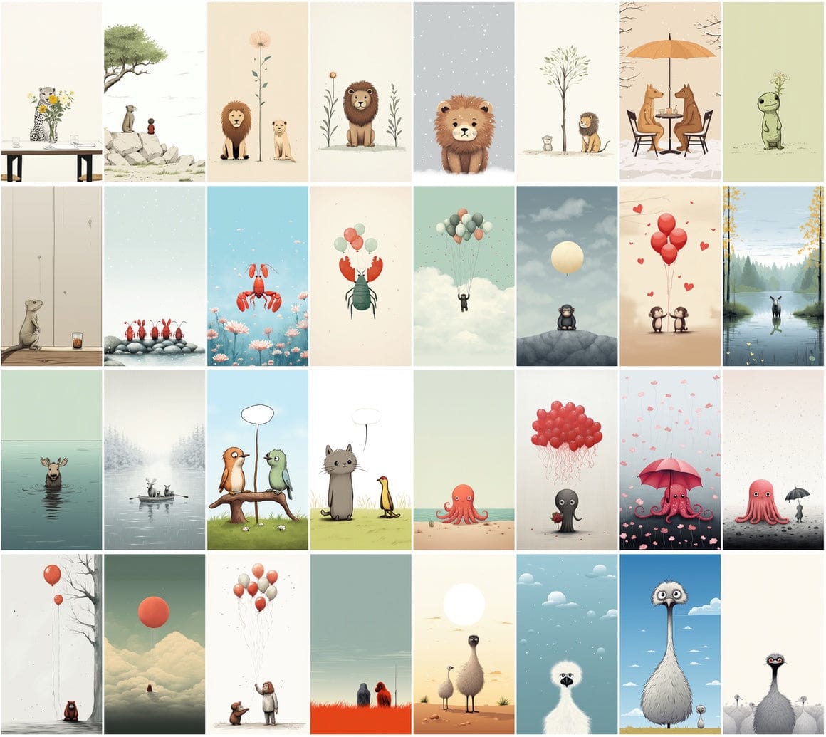 Minimalistic Animal Graphics - Modern Wall Posters - Unique Home Decor Digital Download Sumobundle