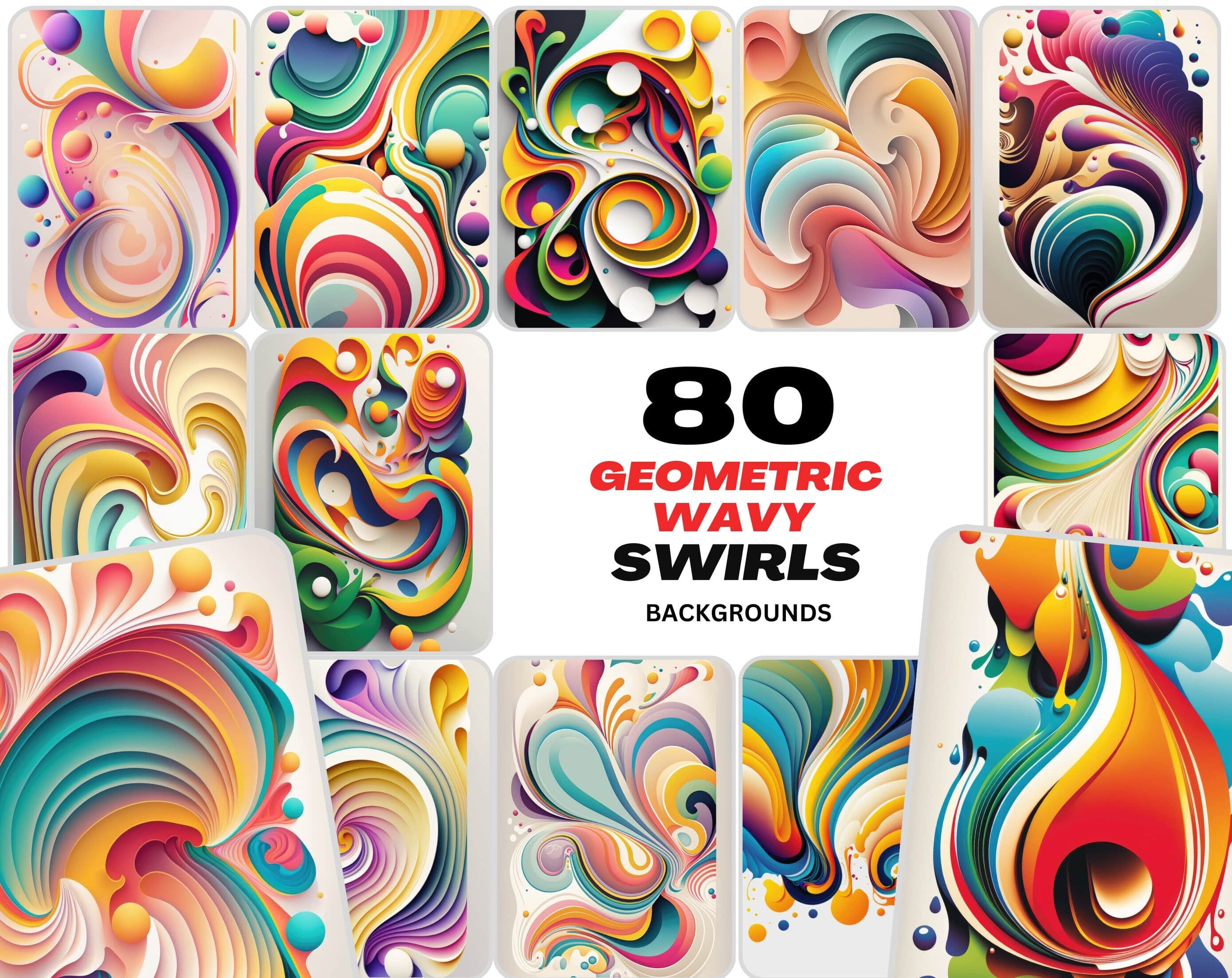 Pastel art geometric wavy swirls background | 100 Stunning Pastel Geometric Swirls Instant Download, Commercial use Digital Download Sumobundle