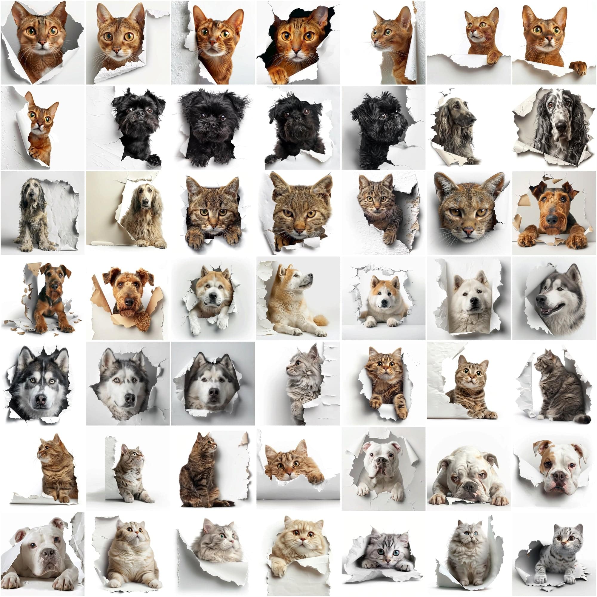 Peekaboo Pets Collection: 730 Adorable Cats & Dogs Hiding Images Digital Download Sumobundle