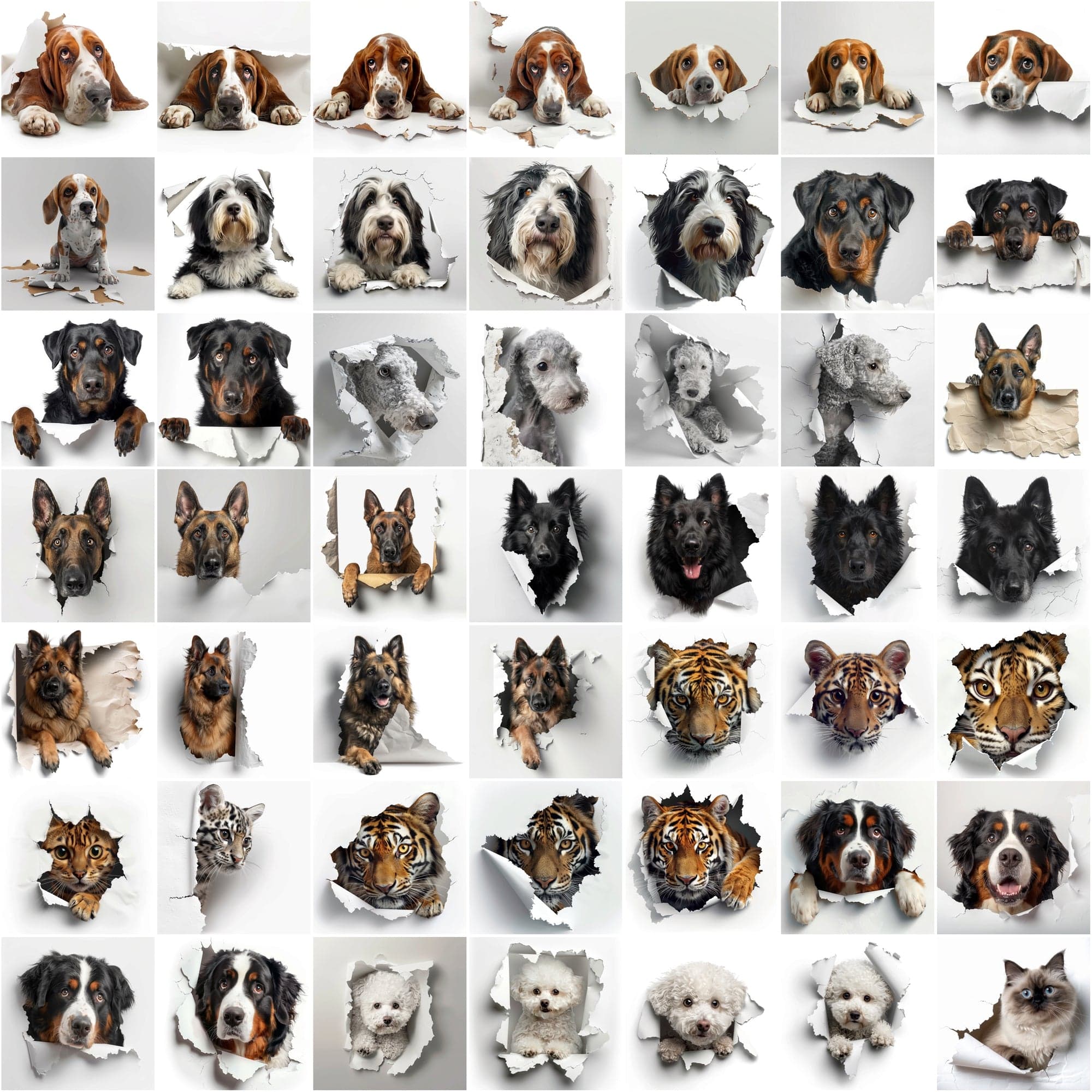 Peekaboo Pets Collection: 730 Adorable Cats & Dogs Hiding Images Digital Download Sumobundle