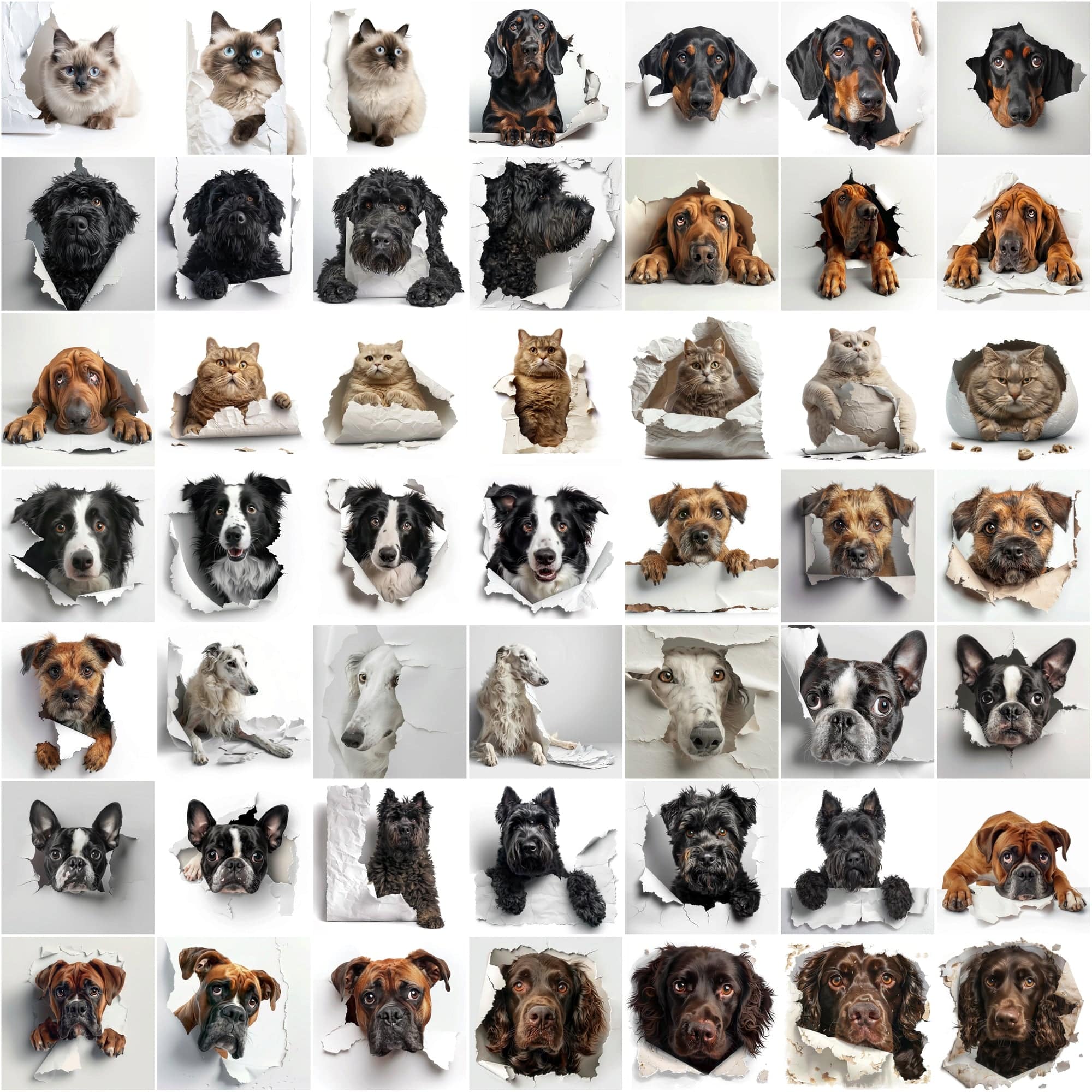 Peekaboo Pets Collection: 730 Adorable Cats & Dogs Hiding Images Digital Download Sumobundle