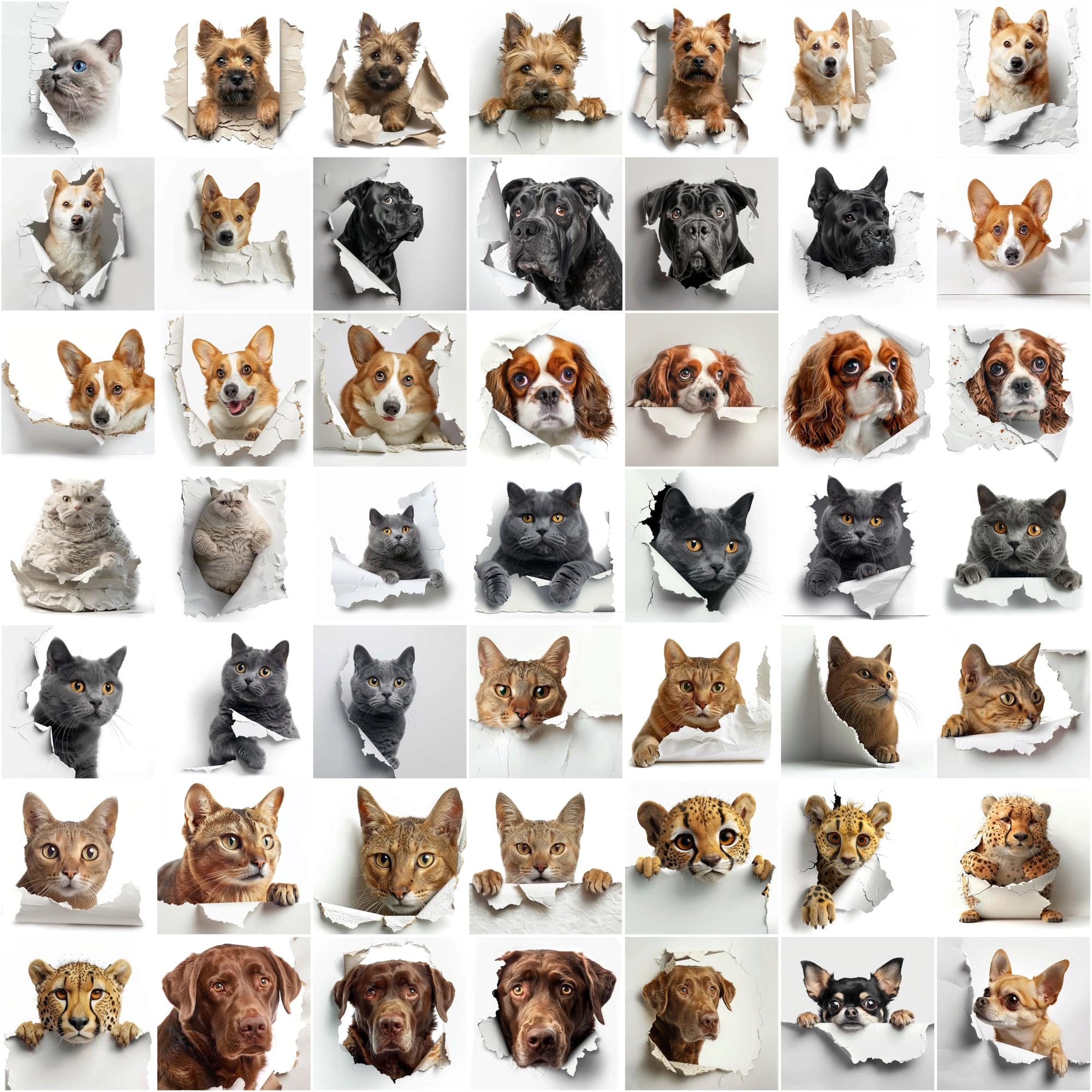 Peekaboo Pets Collection: 730 Adorable Cats & Dogs Hiding Images Digital Download Sumobundle