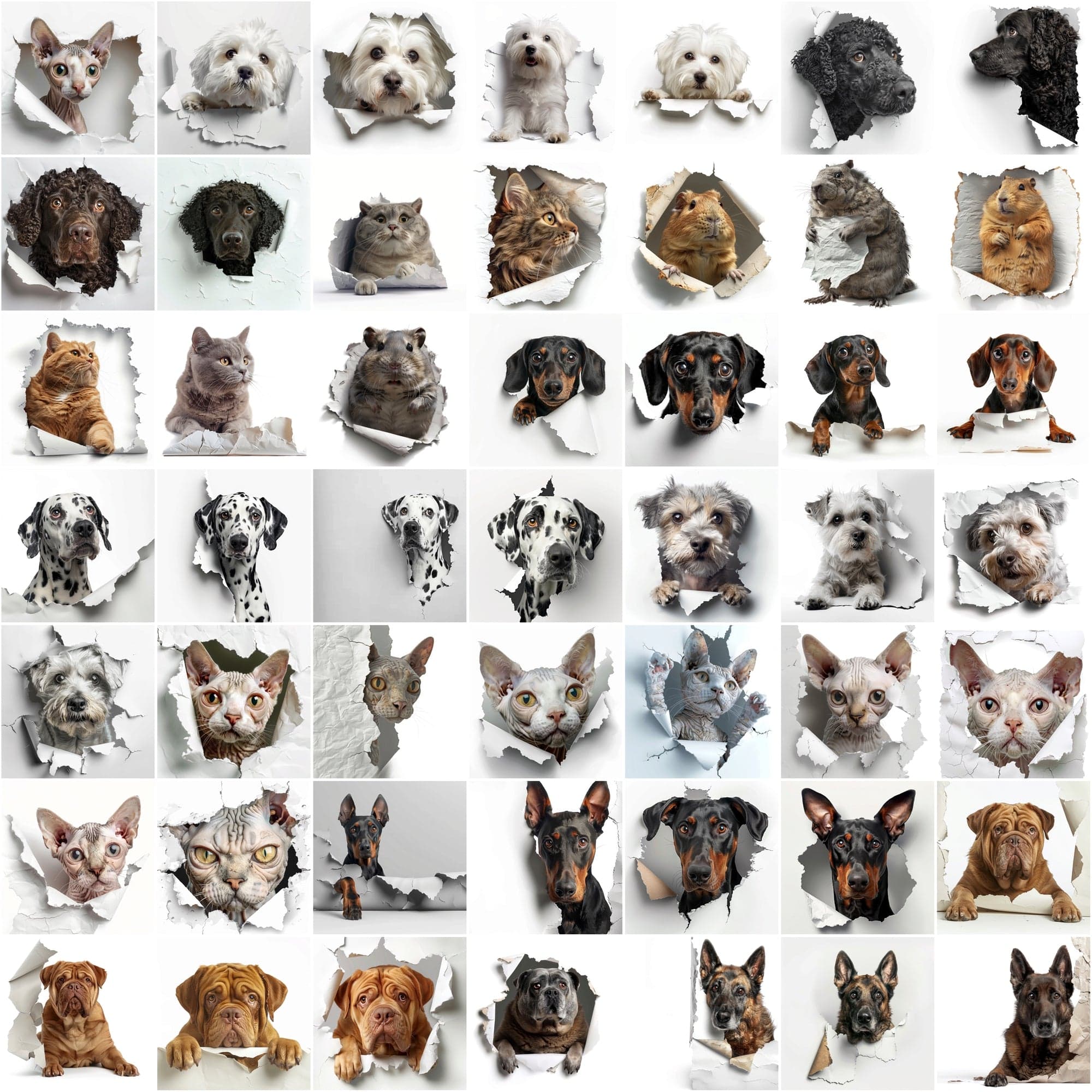 Peekaboo Pets Collection: 730 Adorable Cats & Dogs Hiding Images Digital Download Sumobundle
