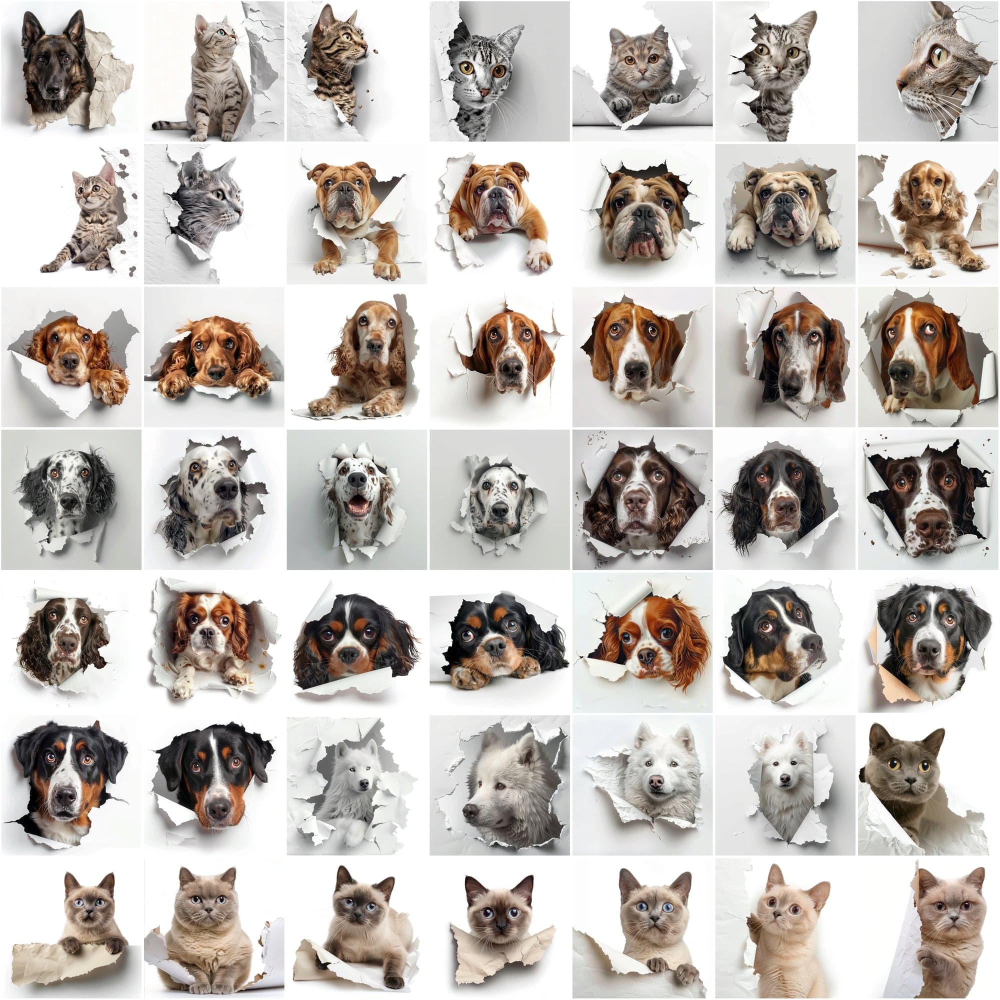 Peekaboo Pets Collection: 730 Adorable Cats & Dogs Hiding Images Digital Download Sumobundle