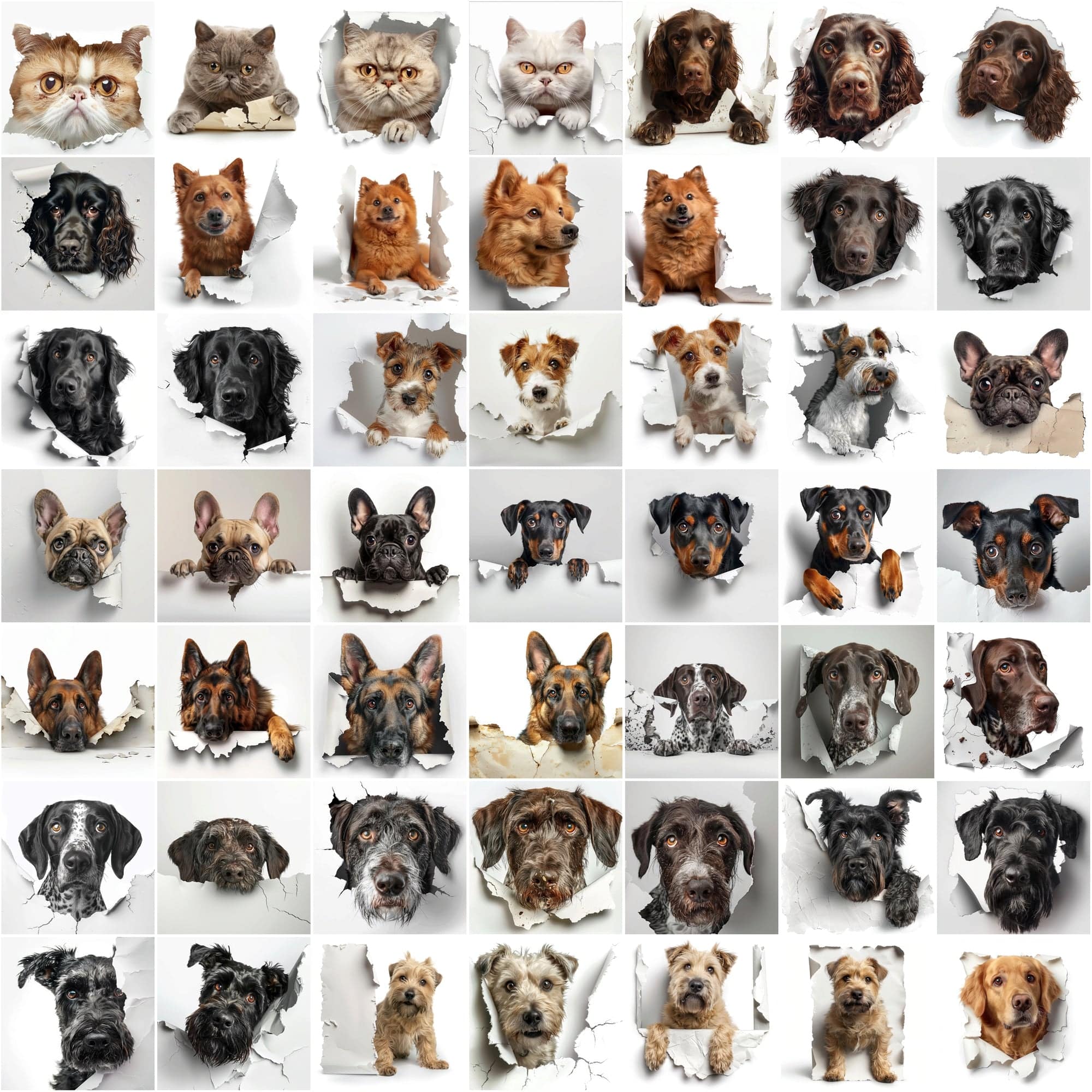 Peekaboo Pets Collection: 730 Adorable Cats & Dogs Hiding Images Digital Download Sumobundle