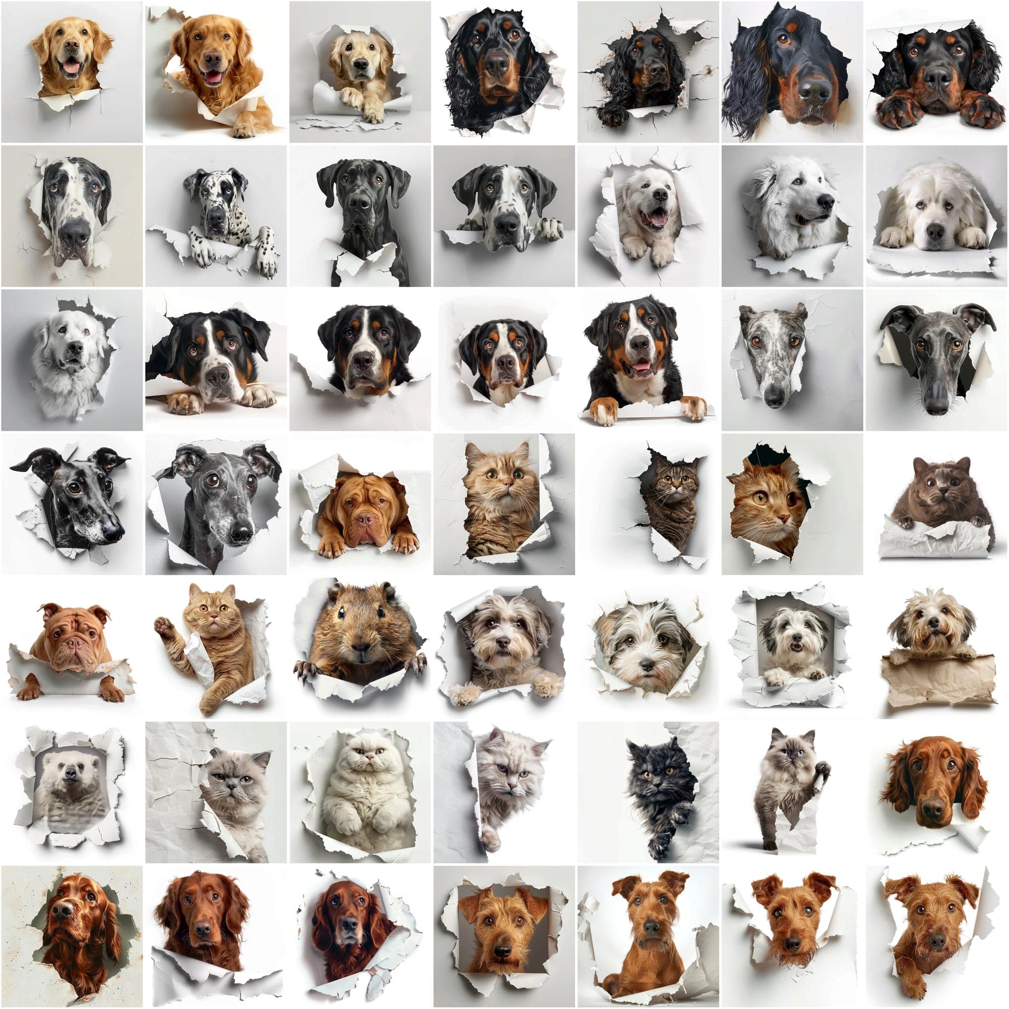 Peekaboo Pets Collection: 730 Adorable Cats & Dogs Hiding Images Digital Download Sumobundle