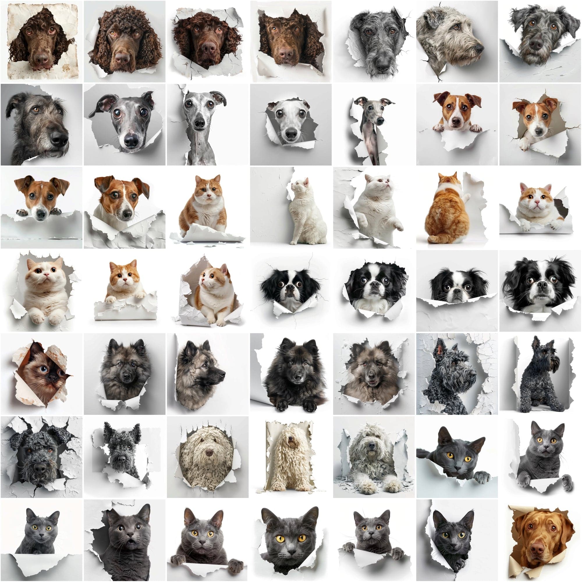 Peekaboo Pets Collection: 730 Adorable Cats & Dogs Hiding Images Digital Download Sumobundle