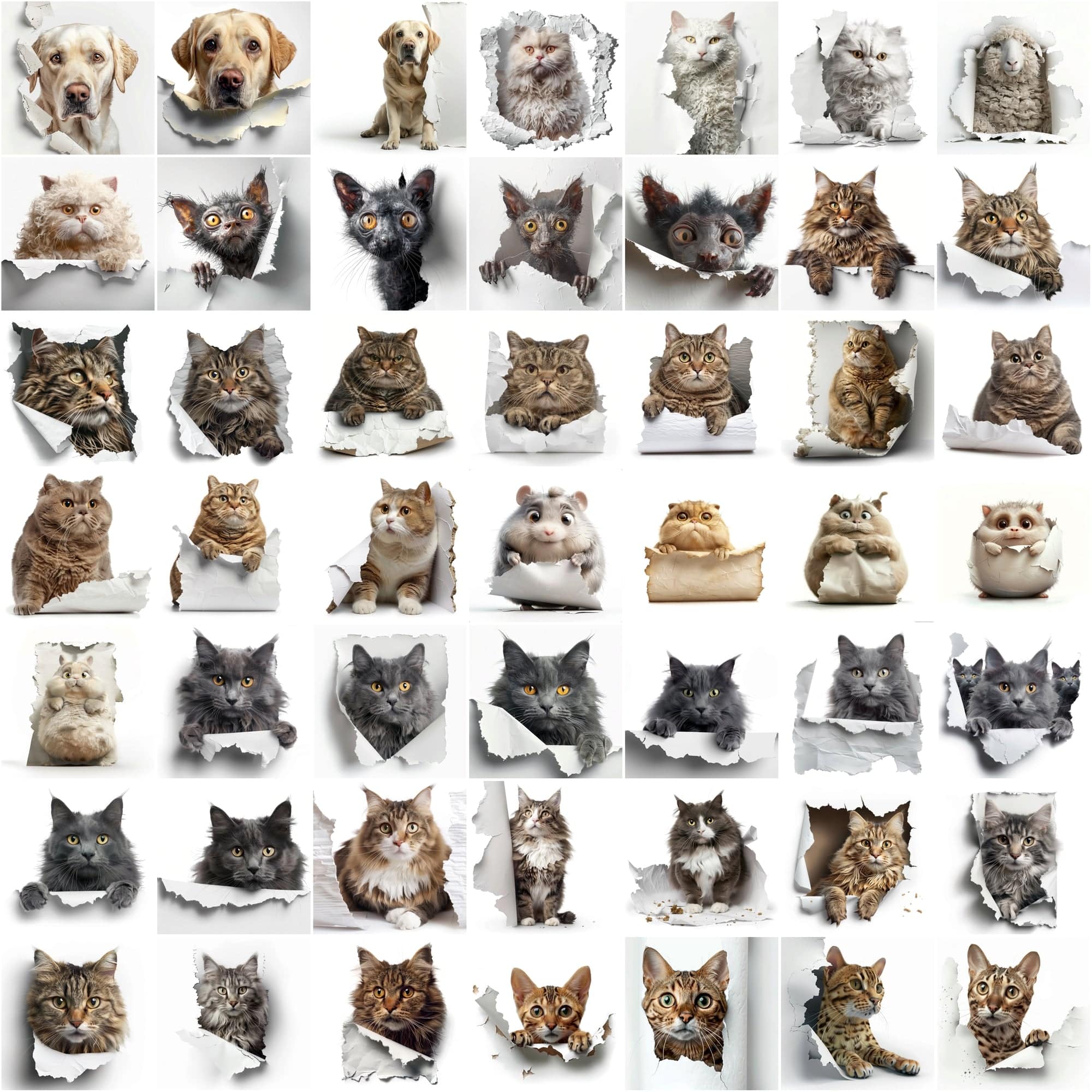 Peekaboo Pets Collection: 730 Adorable Cats & Dogs Hiding Images Digital Download Sumobundle