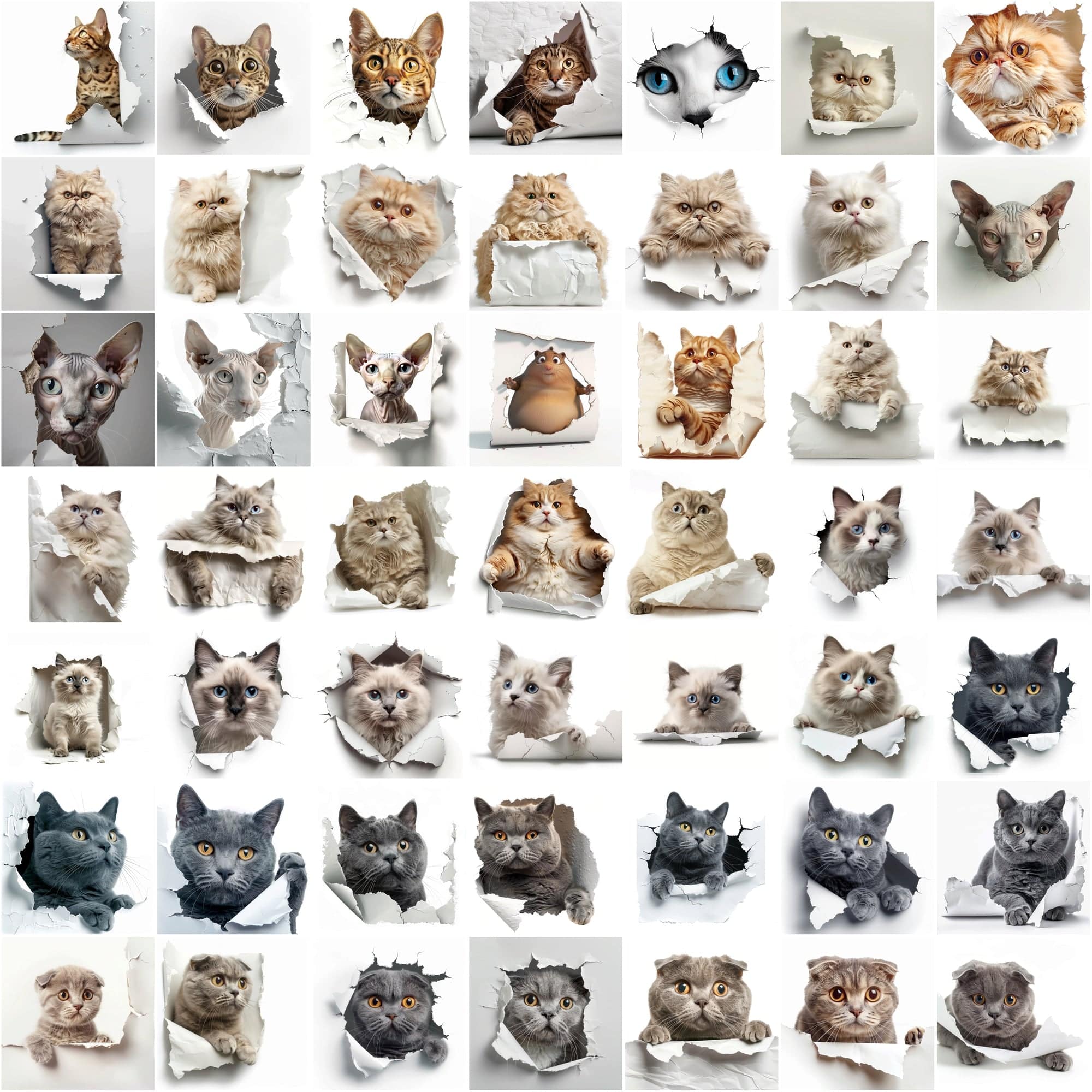 Peekaboo Pets Collection: 730 Adorable Cats & Dogs Hiding Images Digital Download Sumobundle