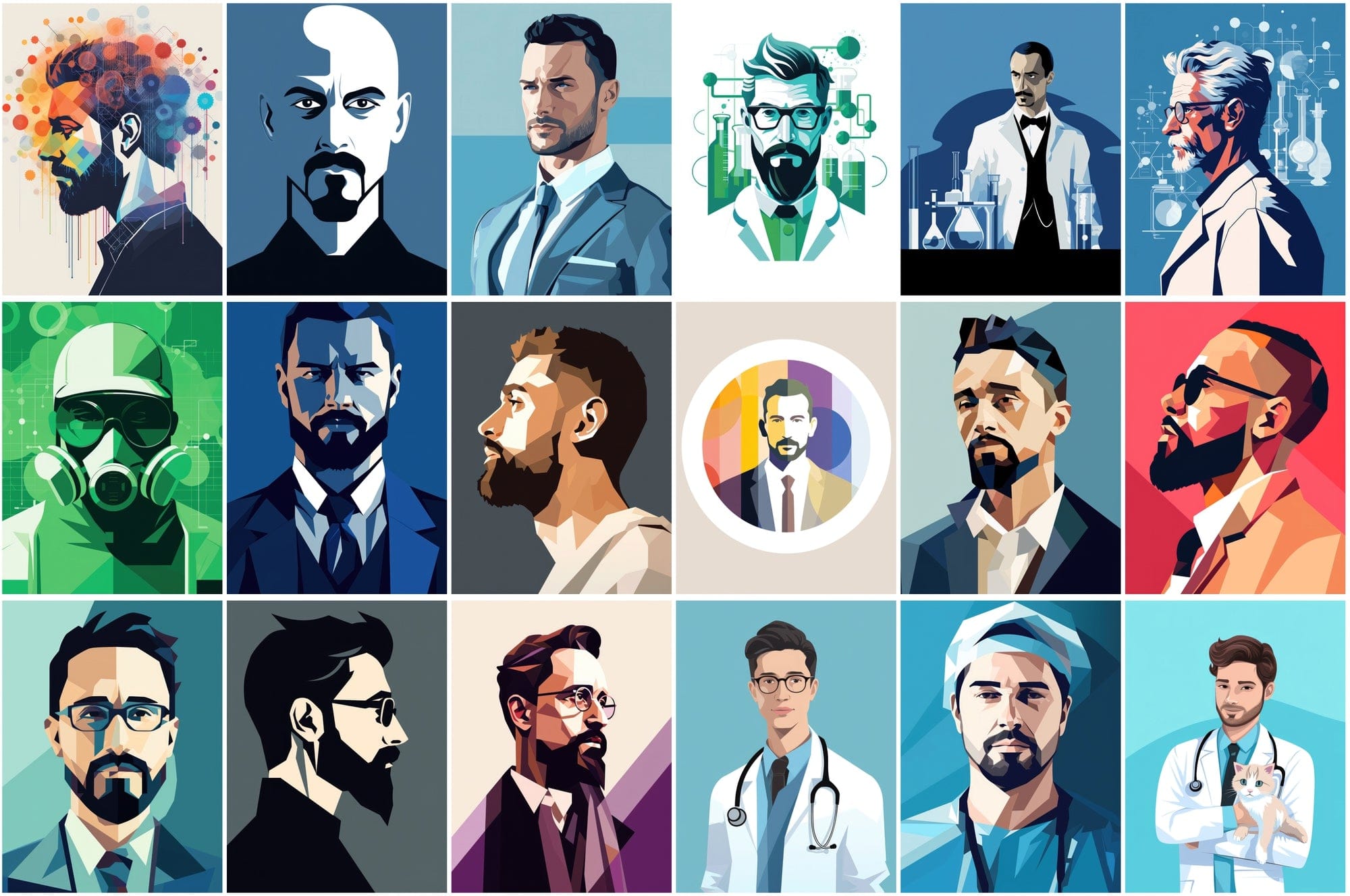 Premium Men's Profession PNGs - 110 High-Quality Colorful Images of Different Jobs Digital Download Sumobundle