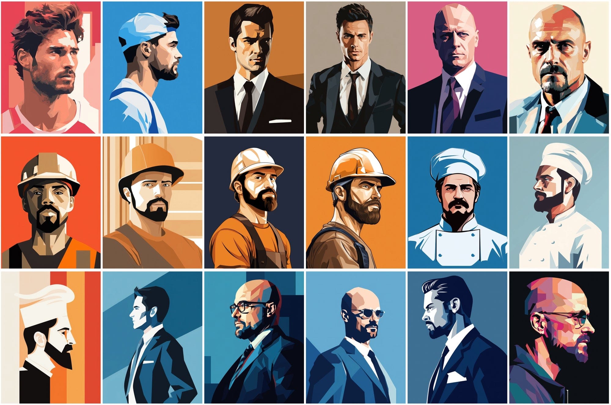 Premium Men's Profession PNGs - 110 High-Quality Colorful Images of Different Jobs Digital Download Sumobundle