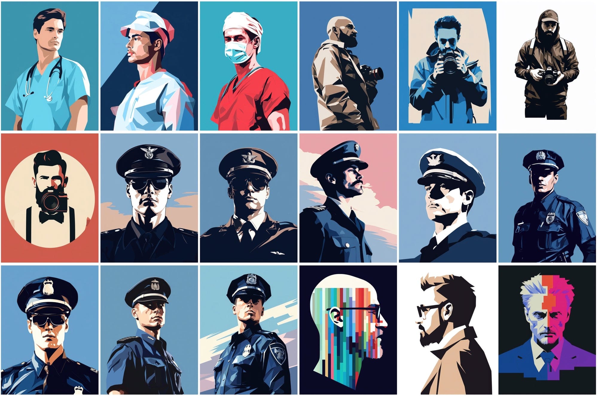 Premium Men's Profession PNGs - 110 High-Quality Colorful Images of Different Jobs Digital Download Sumobundle