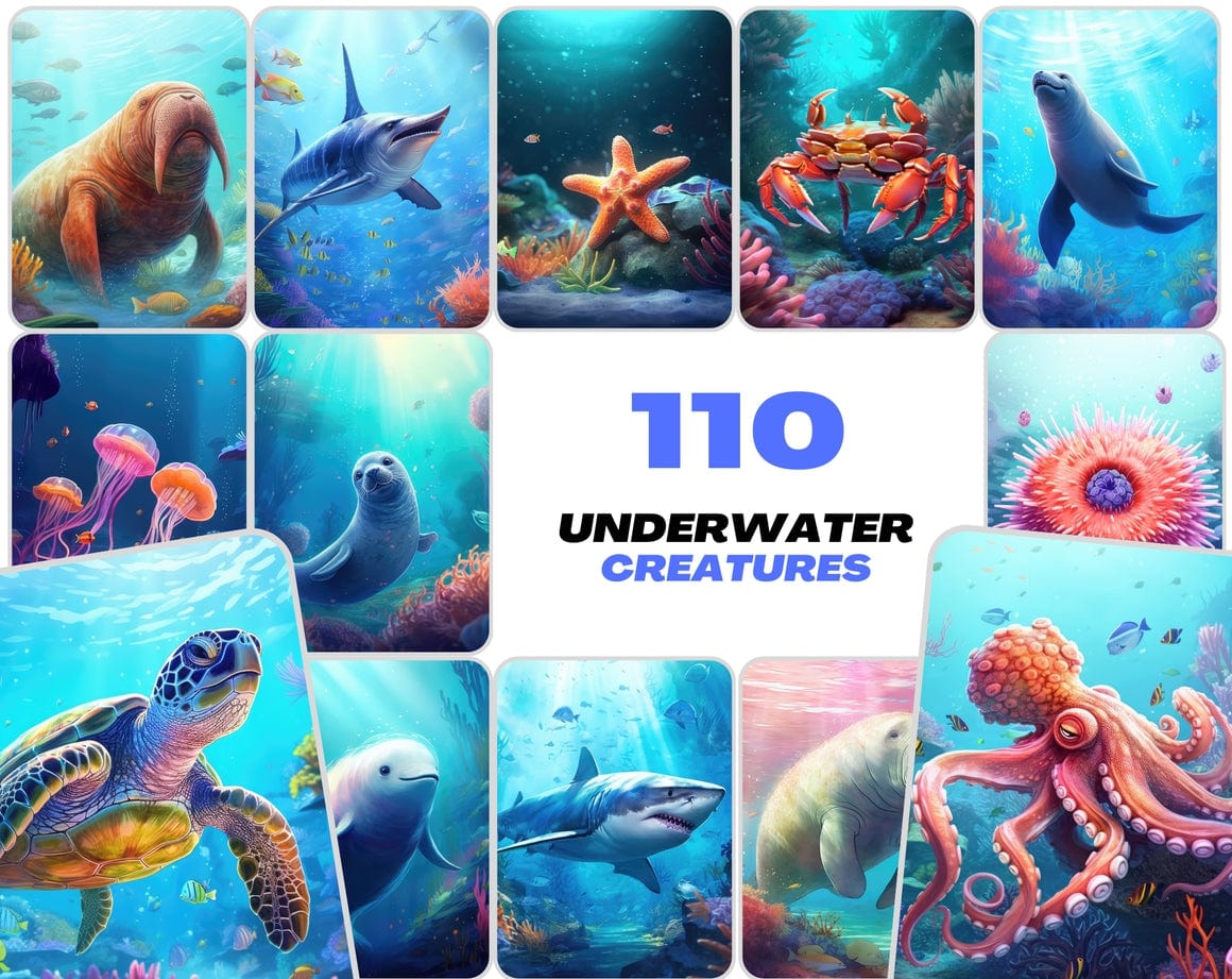 Premium Underwater & Marine Life PNG Images - Commercial License Included Digital Download Sumobundle