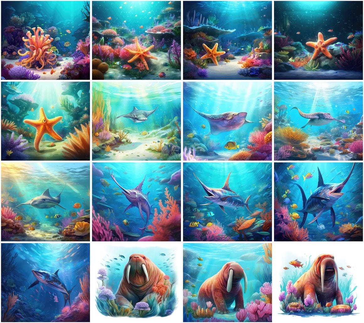 Premium Underwater & Marine Life PNG Images - Commercial License Included Digital Download Sumobundle