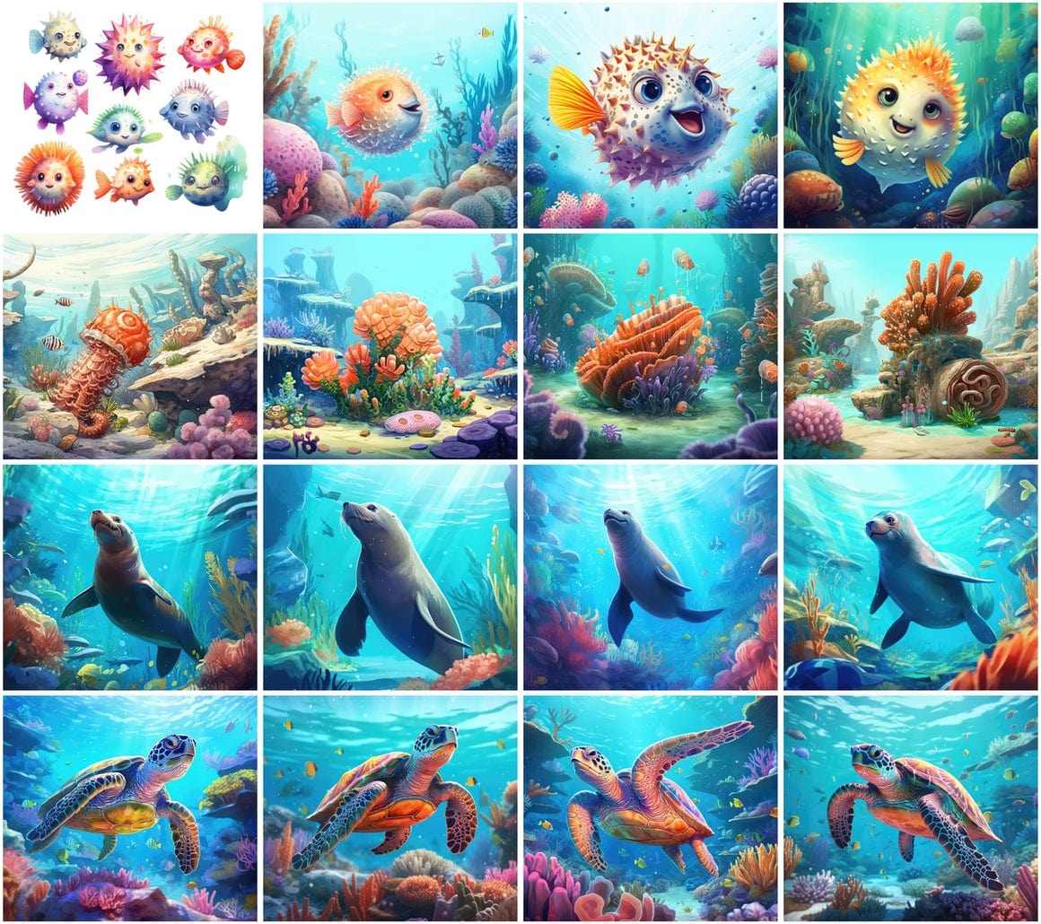 Premium Underwater & Marine Life PNG Images - Commercial License Included Digital Download Sumobundle