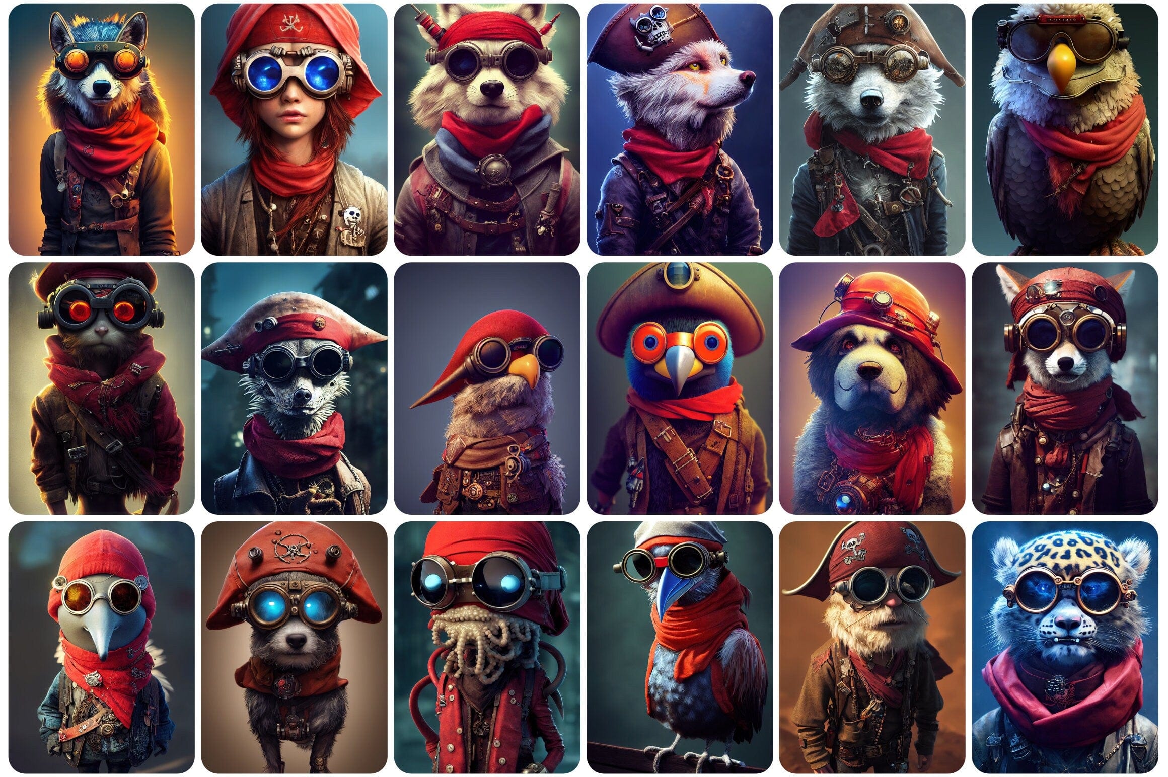 Printable wall art: 270+ Rare Pirate Characters with Animals and Skulls, Wall Art Set, Digital Download Digital Download Sumobundle