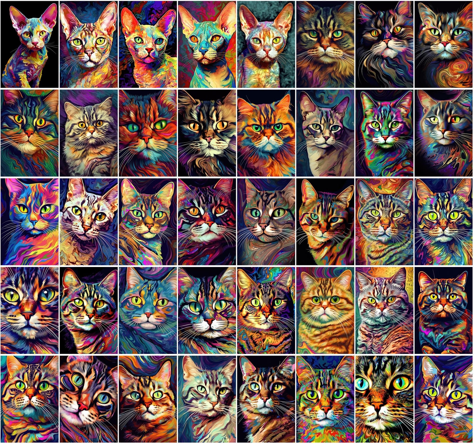 Psychedelic Cat Breed Images - 830 High-Resolution PNGs with Commercial License Digital Download Sumobundle