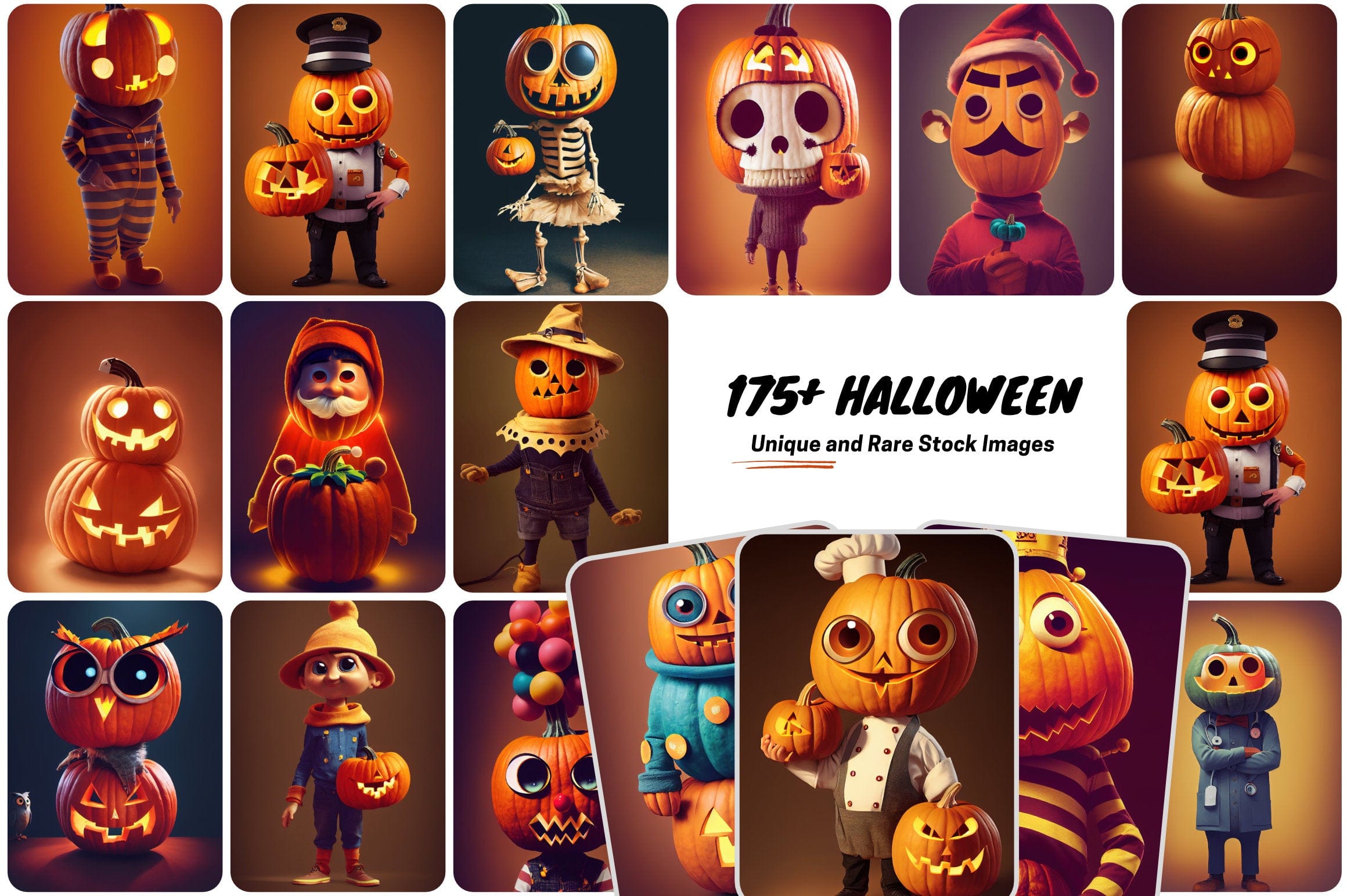 Rare halloween graphic bundle - Anthropomorphic Halloween Graphics Digital Download Sumobundle