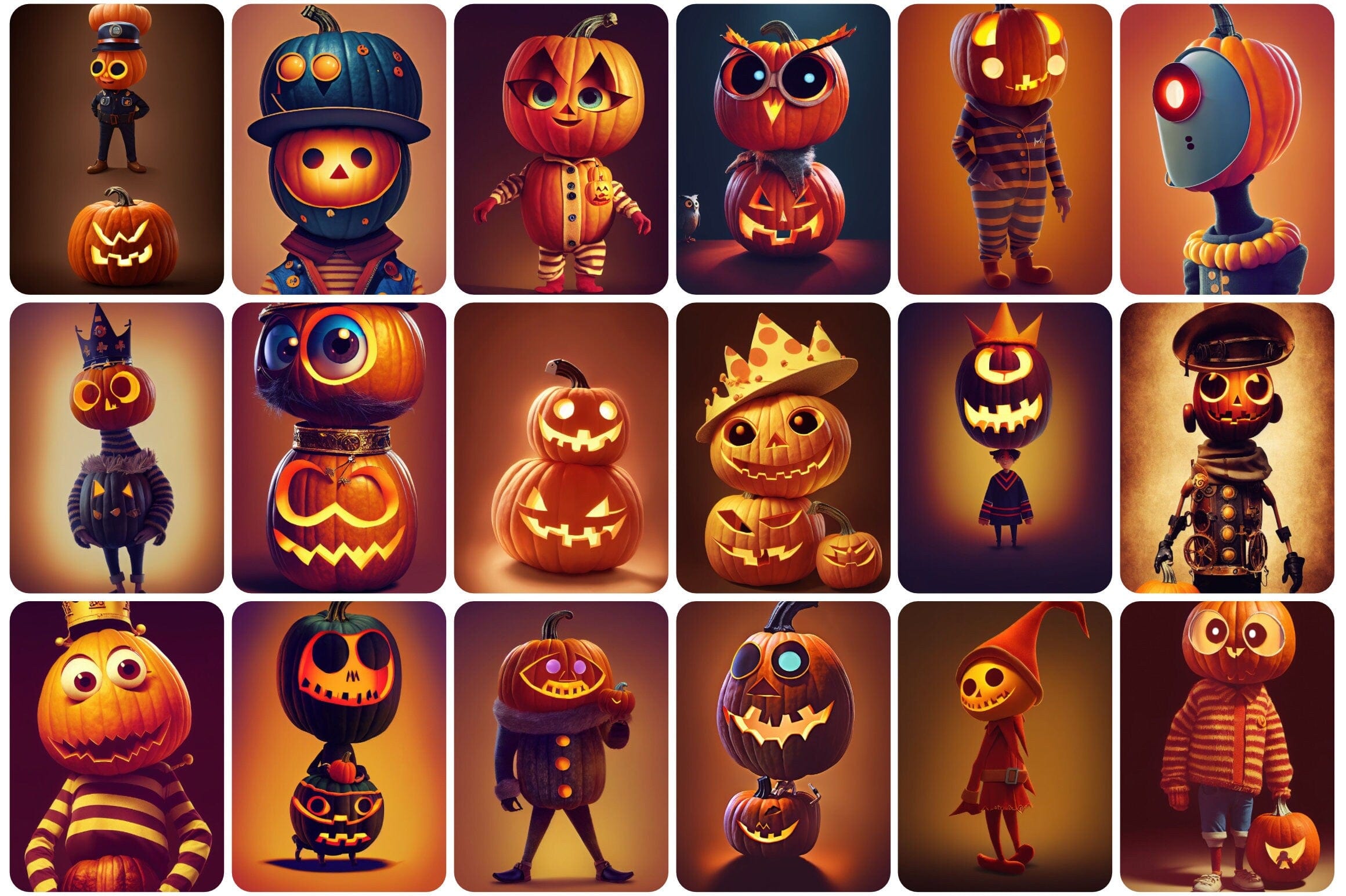 Rare halloween graphic bundle - Anthropomorphic Halloween Graphics Digital Download Sumobundle