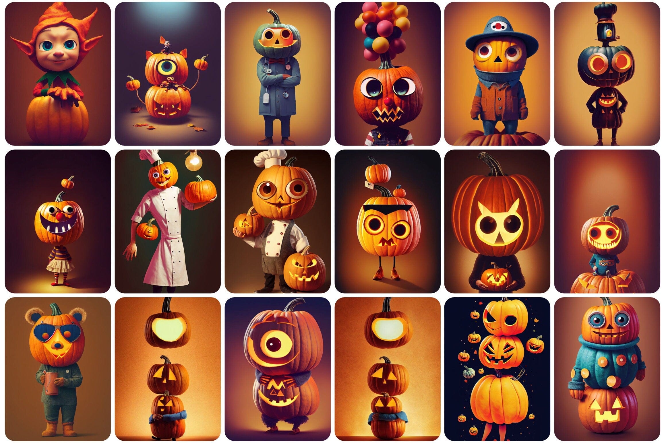 Rare halloween graphic bundle - Anthropomorphic Halloween Graphics Digital Download Sumobundle